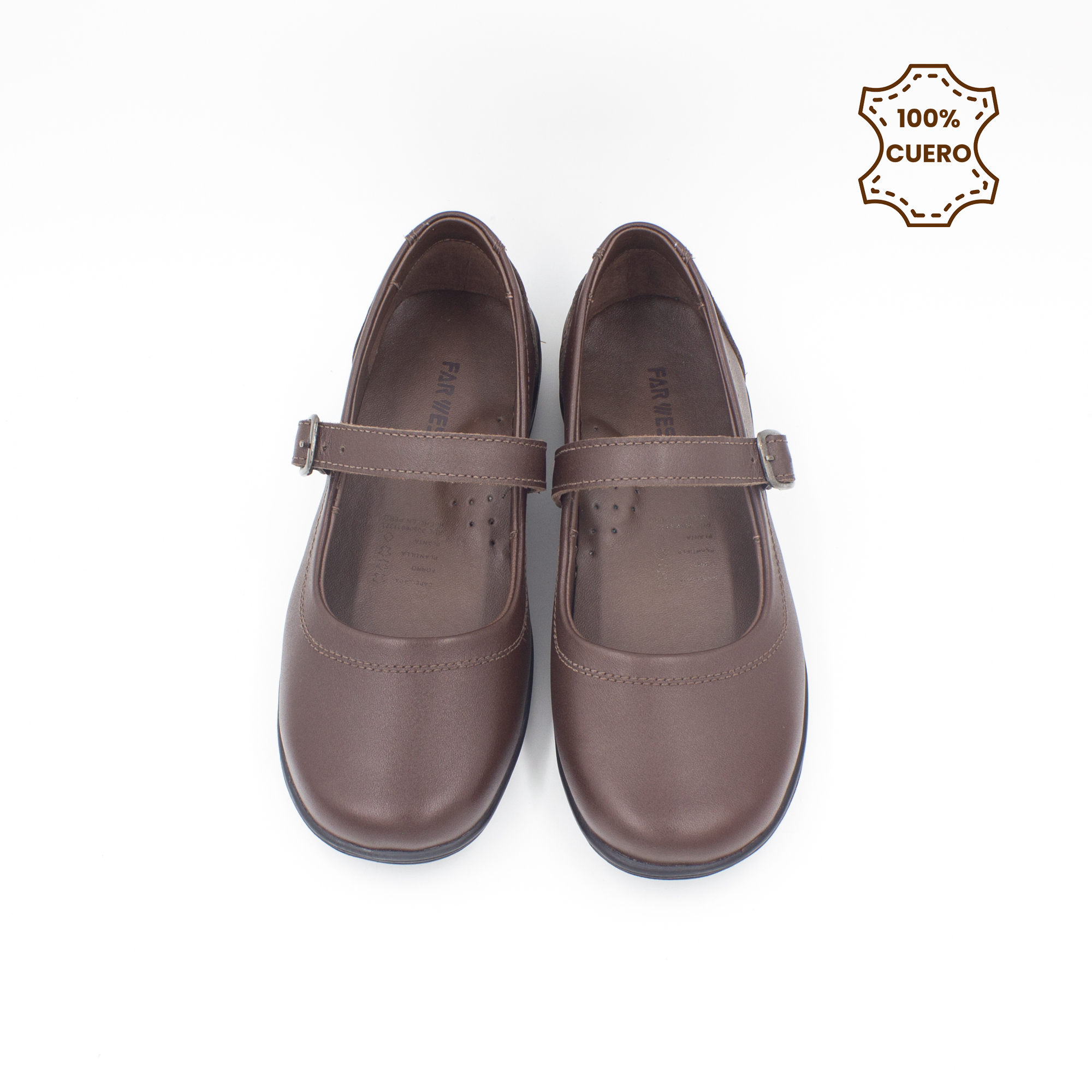 ZAPATOS NIÑA ABIGAIL CUERO MARRON - 4