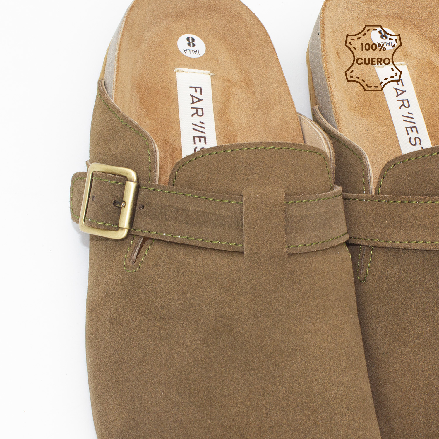 ZUECOS-SUECOS HOMBRE Y MUJER HARPER CUERO VERDE - 3
