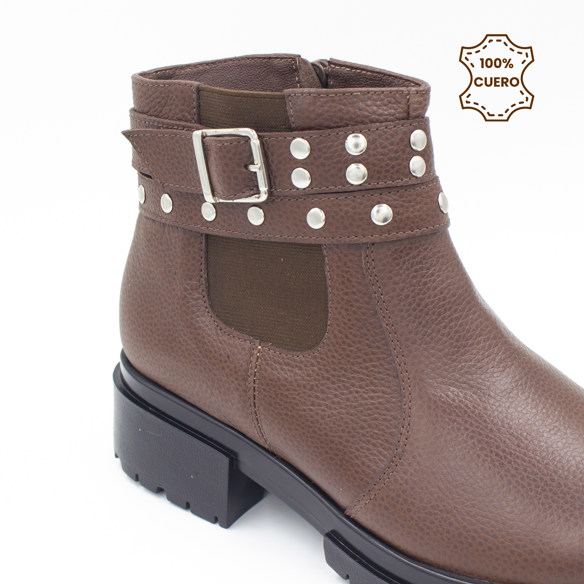 BOTINES MUJER DAKOTA CUERO MARRON - 3