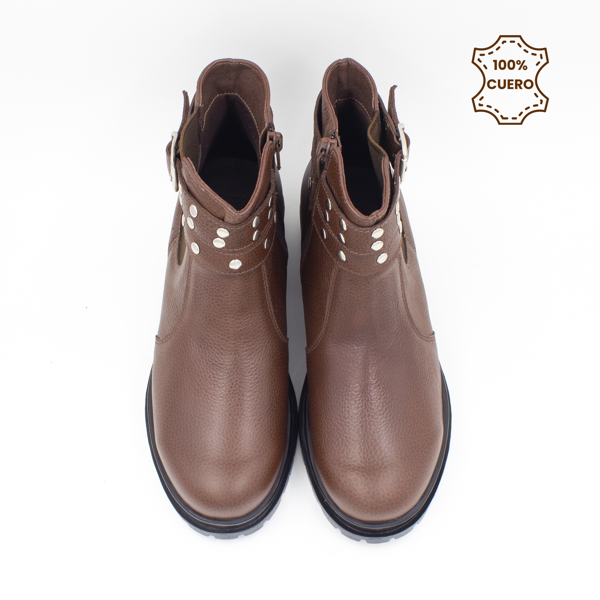 BOTINES MUJER DAKOTA CUERO MARRON - 4