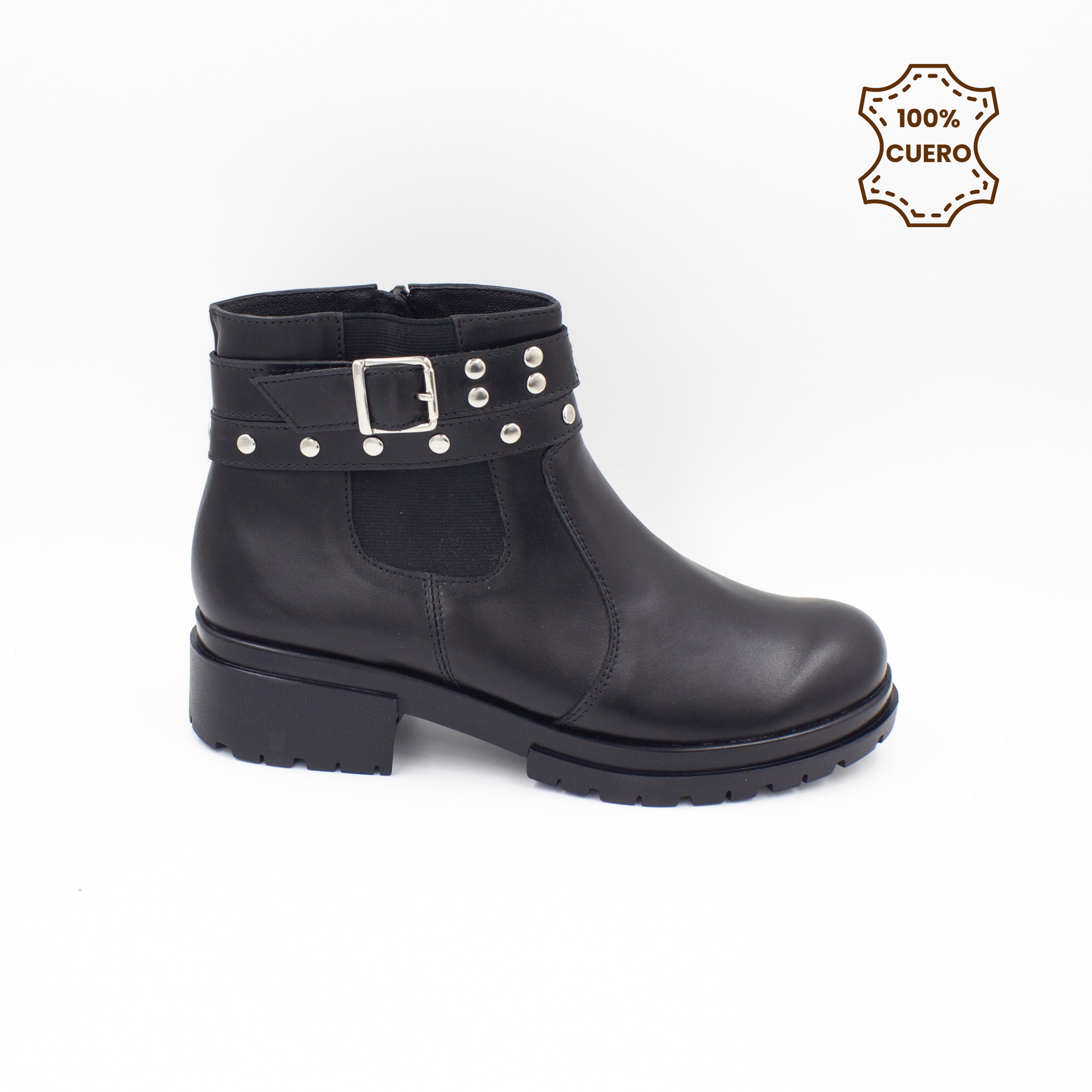 BOTINES MUJER DAKOTA CUERO NEGRO - 1
