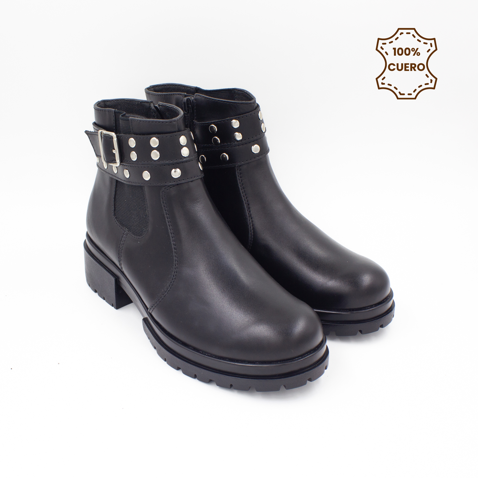 BOTINES MUJER DAKOTA CUERO NEGRO - 2