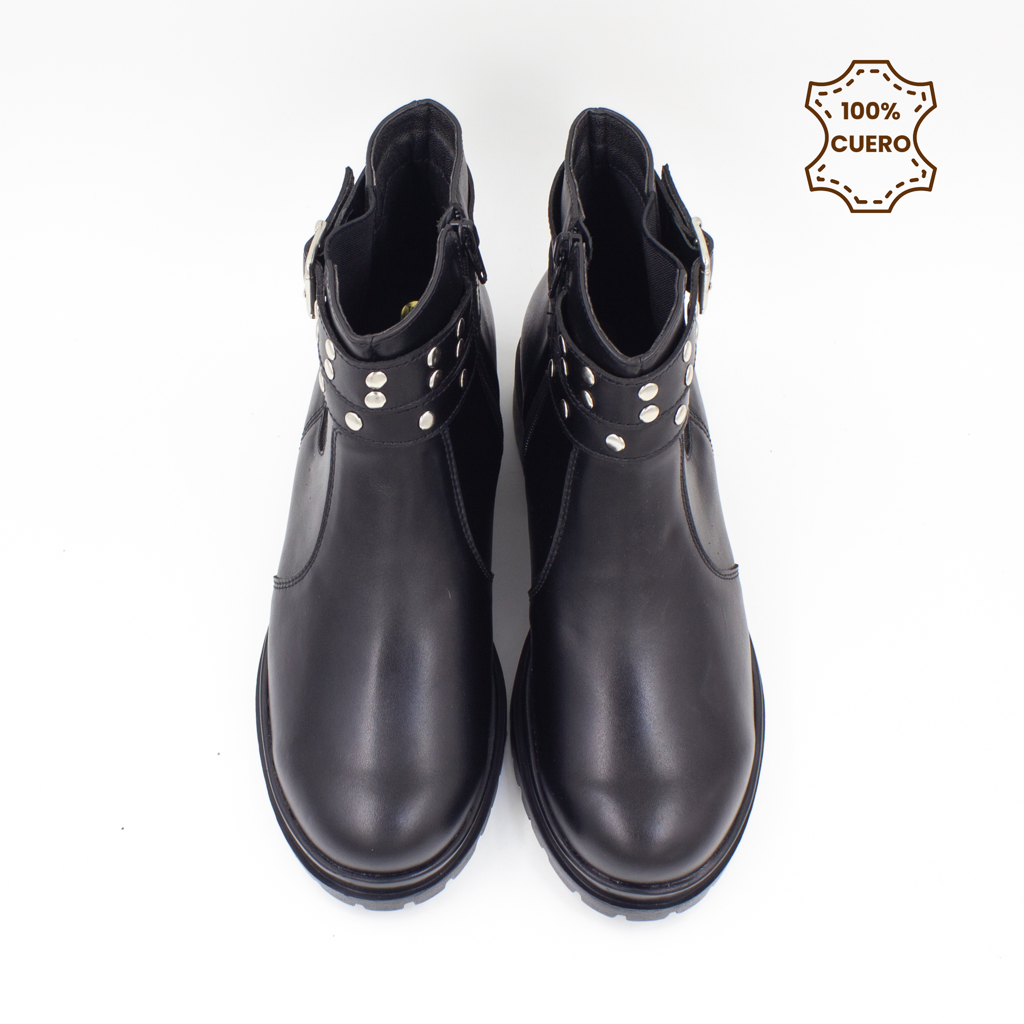 BOTINES MUJER DAKOTA CUERO NEGRO - 4