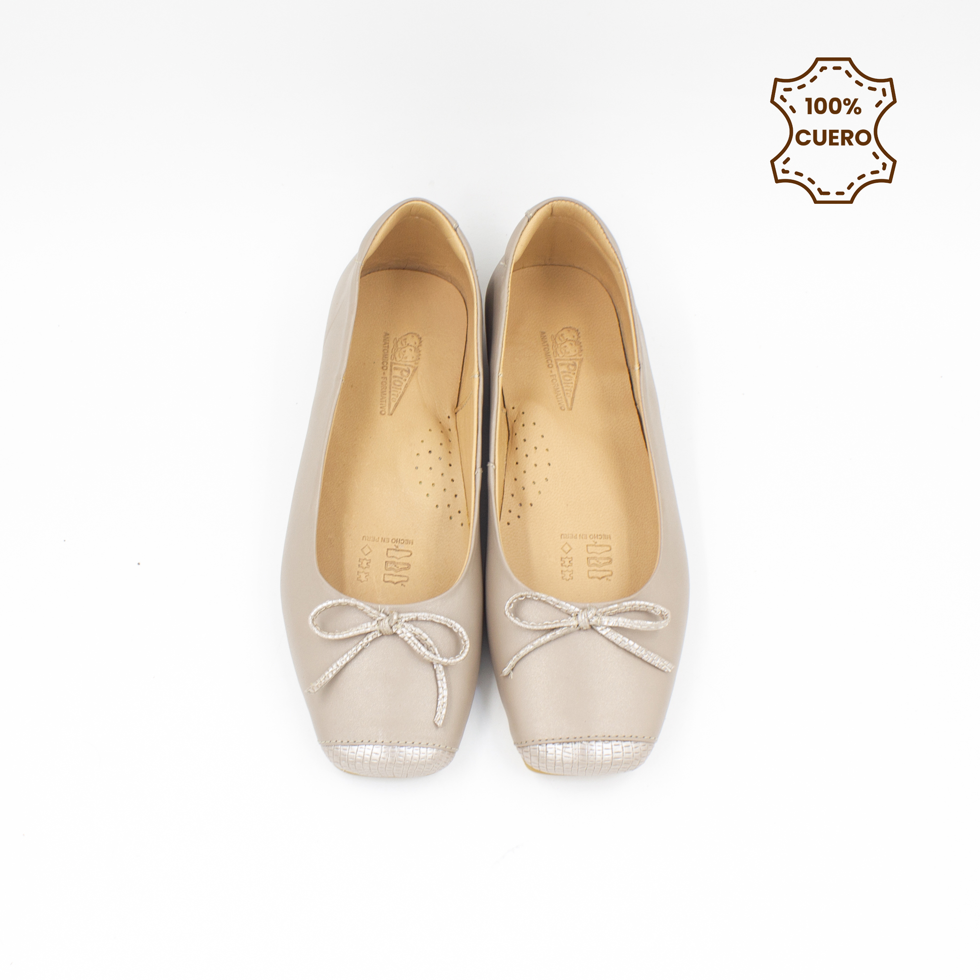 BALLERINAS MUJER EVANGELINE CUERO ROSA METALICO - 4
