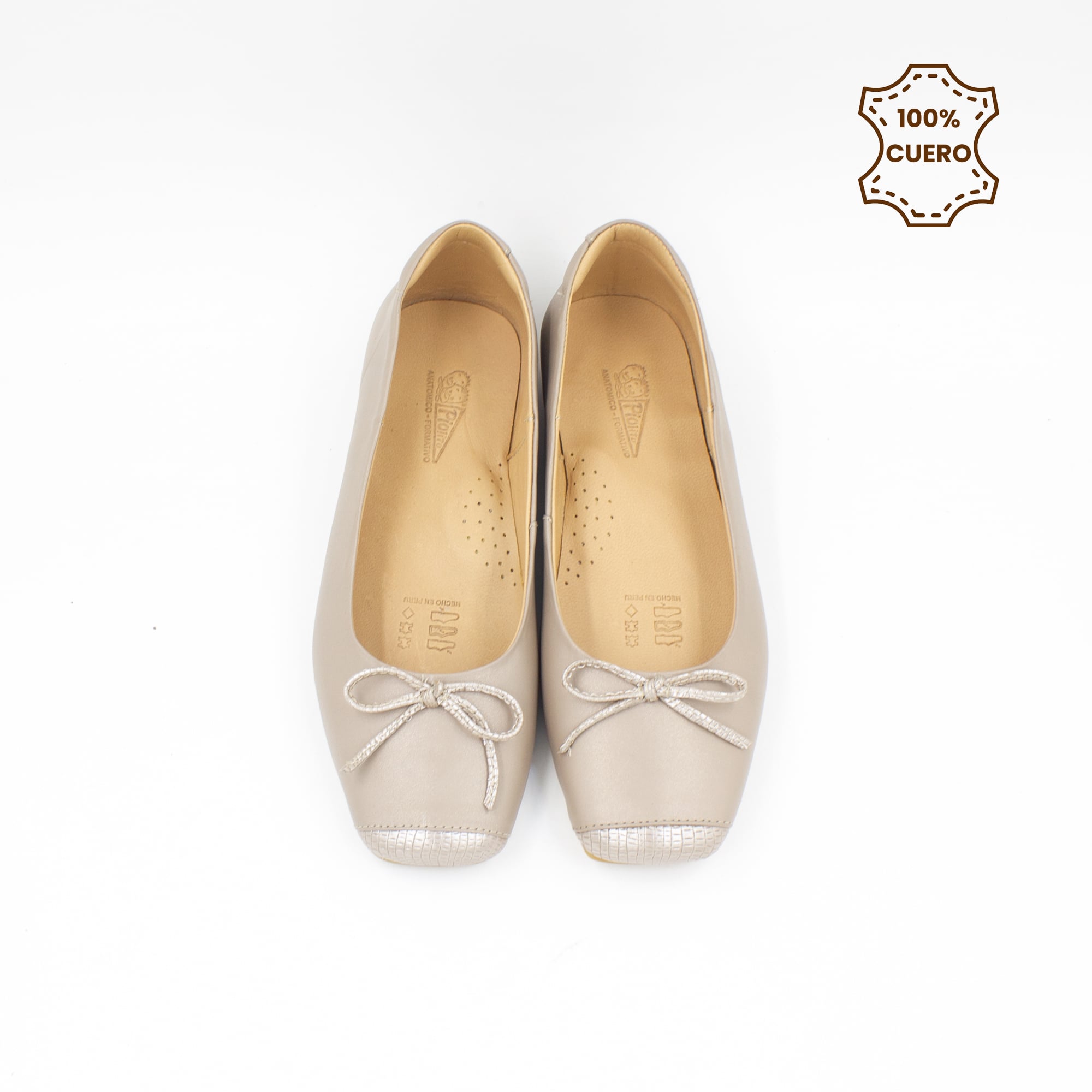 BALLERINAS MUJER EVANGELINE CUERO ROSA METALICO - 4