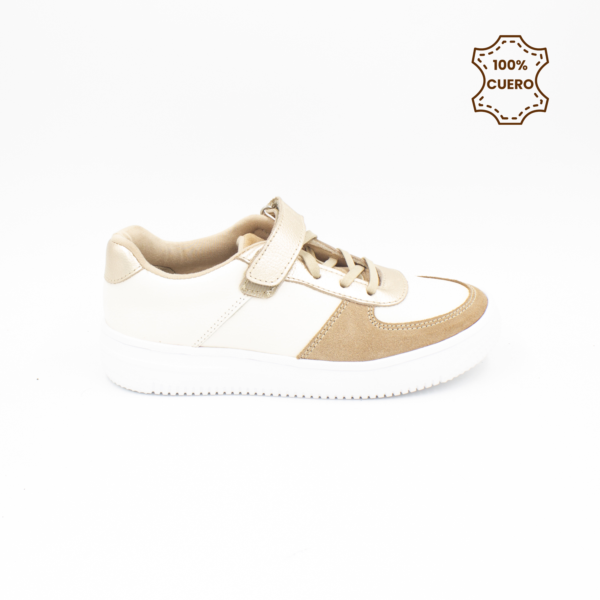 ZAPATILLAS CASUALES MUJER ZARA CUERO DORADO - 1