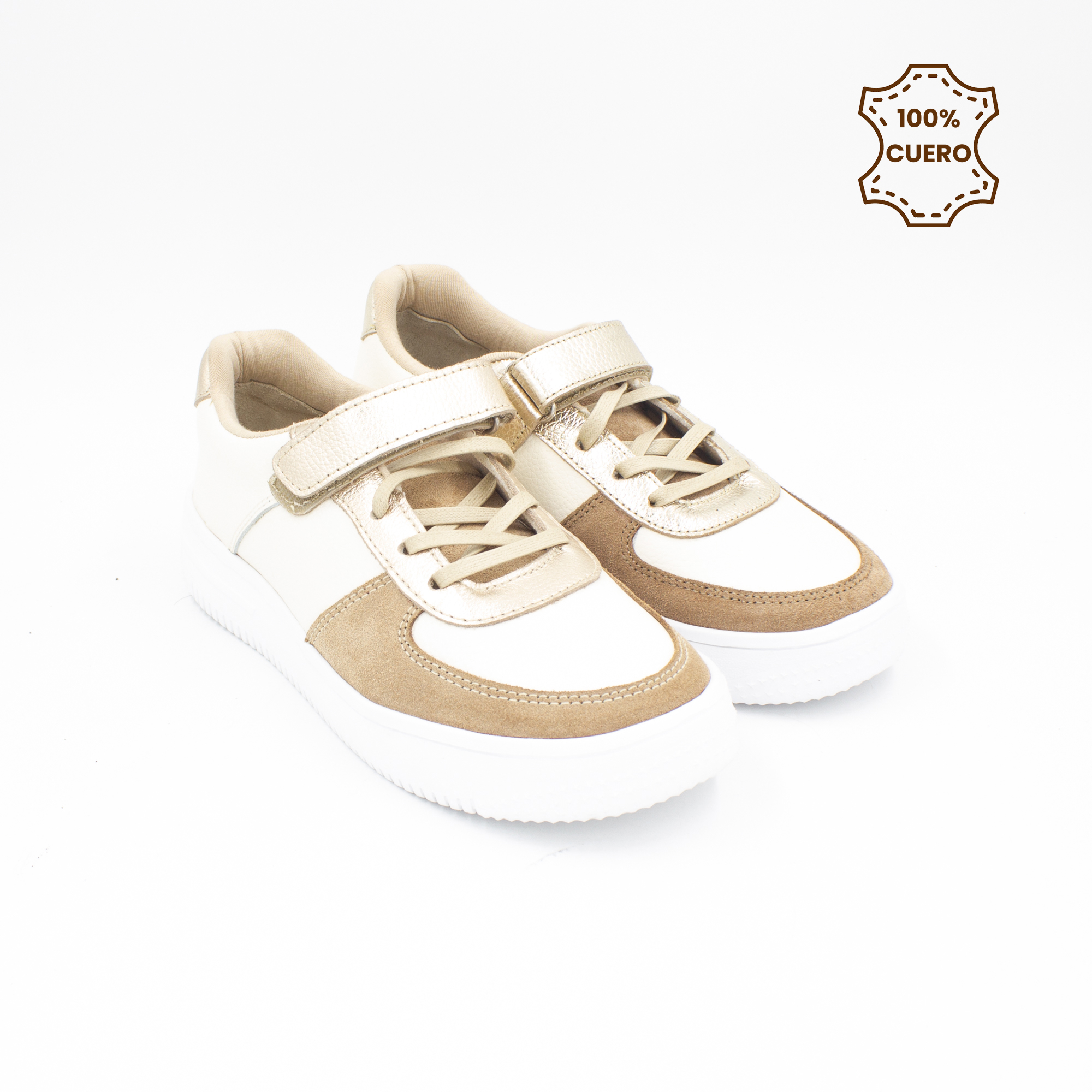 ZAPATILLAS CASUALES MUJER ZARA CUERO DORADO - 2