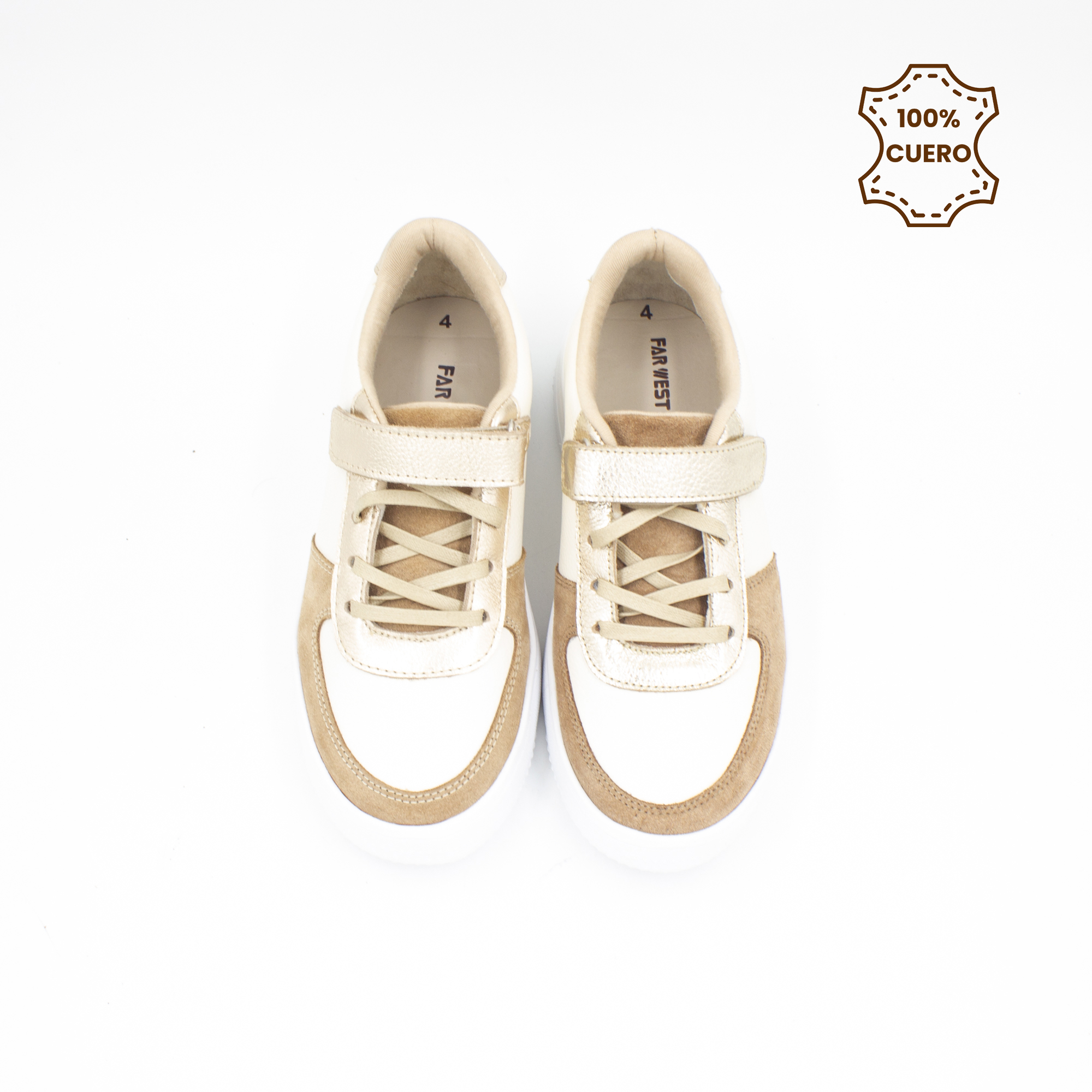 ZAPATILLAS CASUALES MUJER ZARA CUERO DORADO - 4