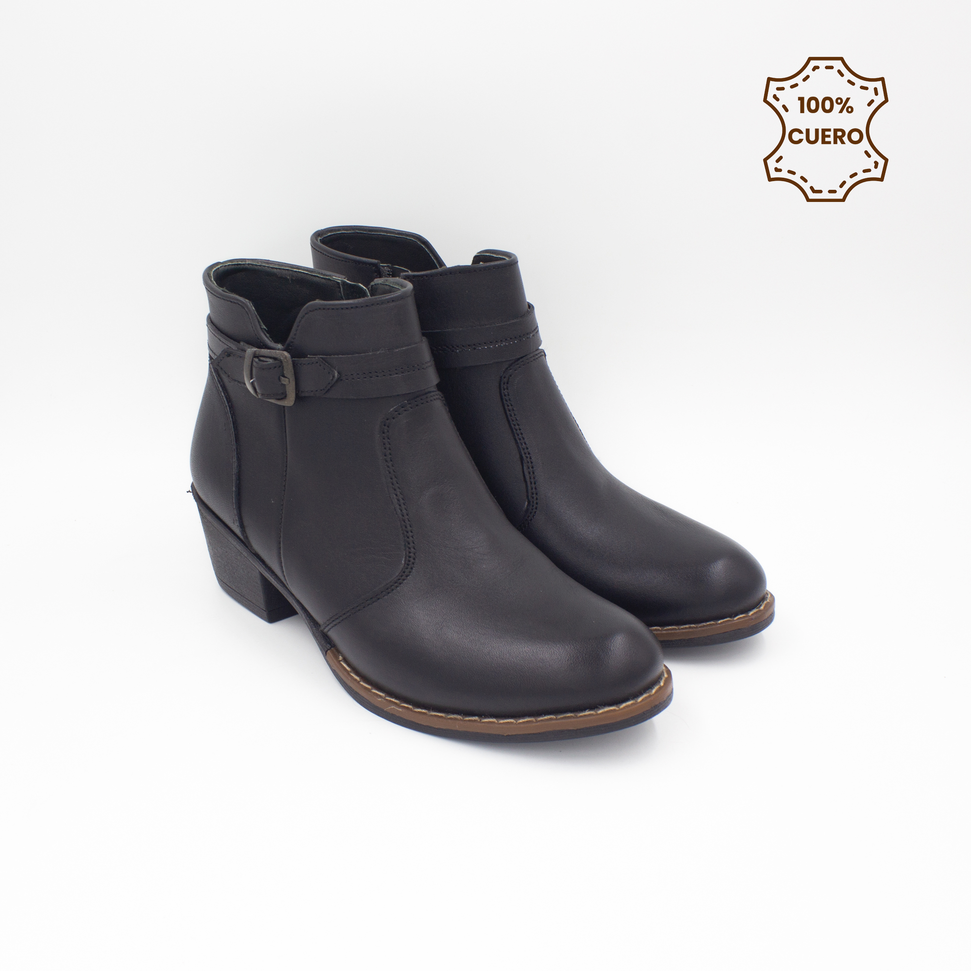BOTINES MUJER DALIA CUERO NEGRO-36 - 2