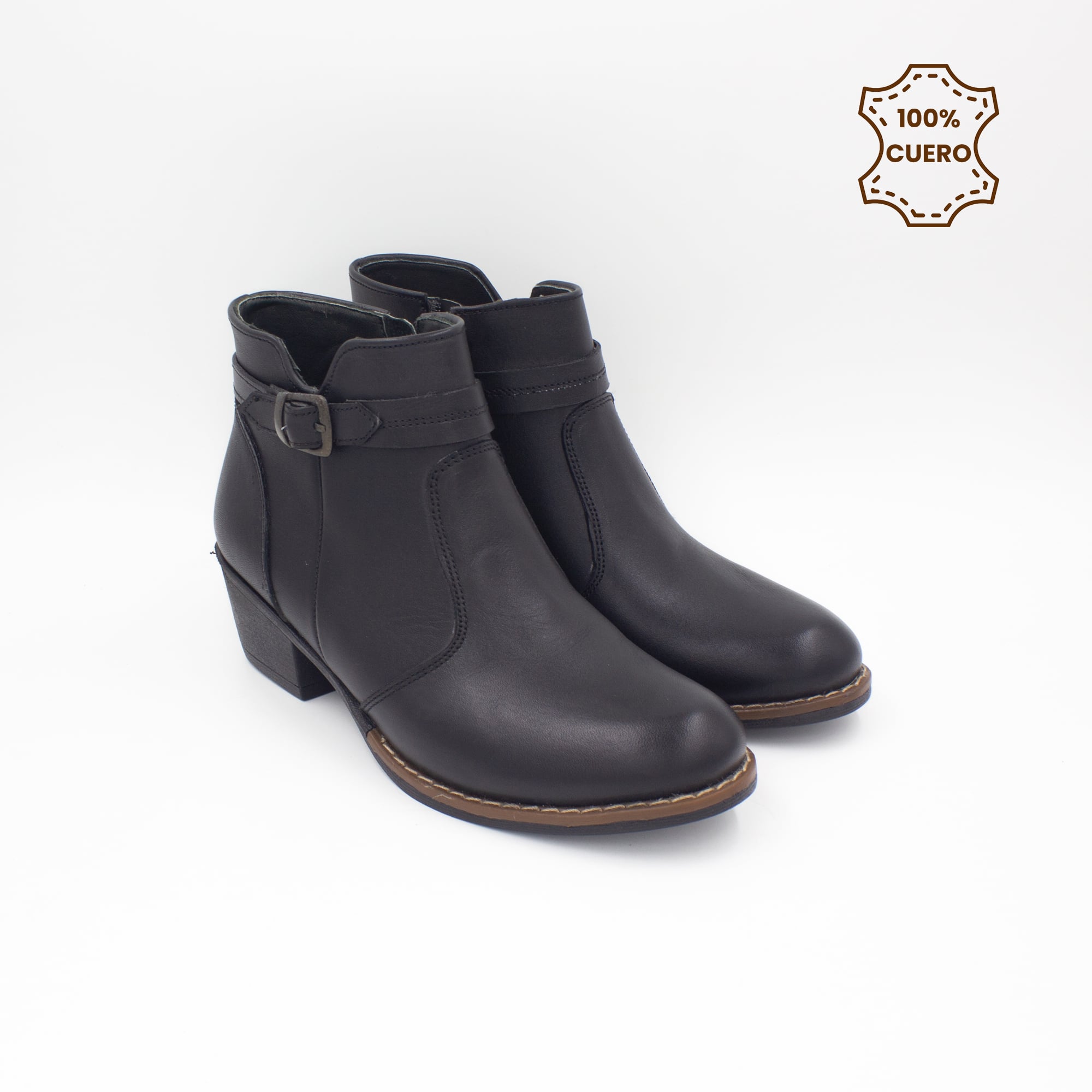 BOTINES MUJER DALIA CUERO NEGRO-36 - 2