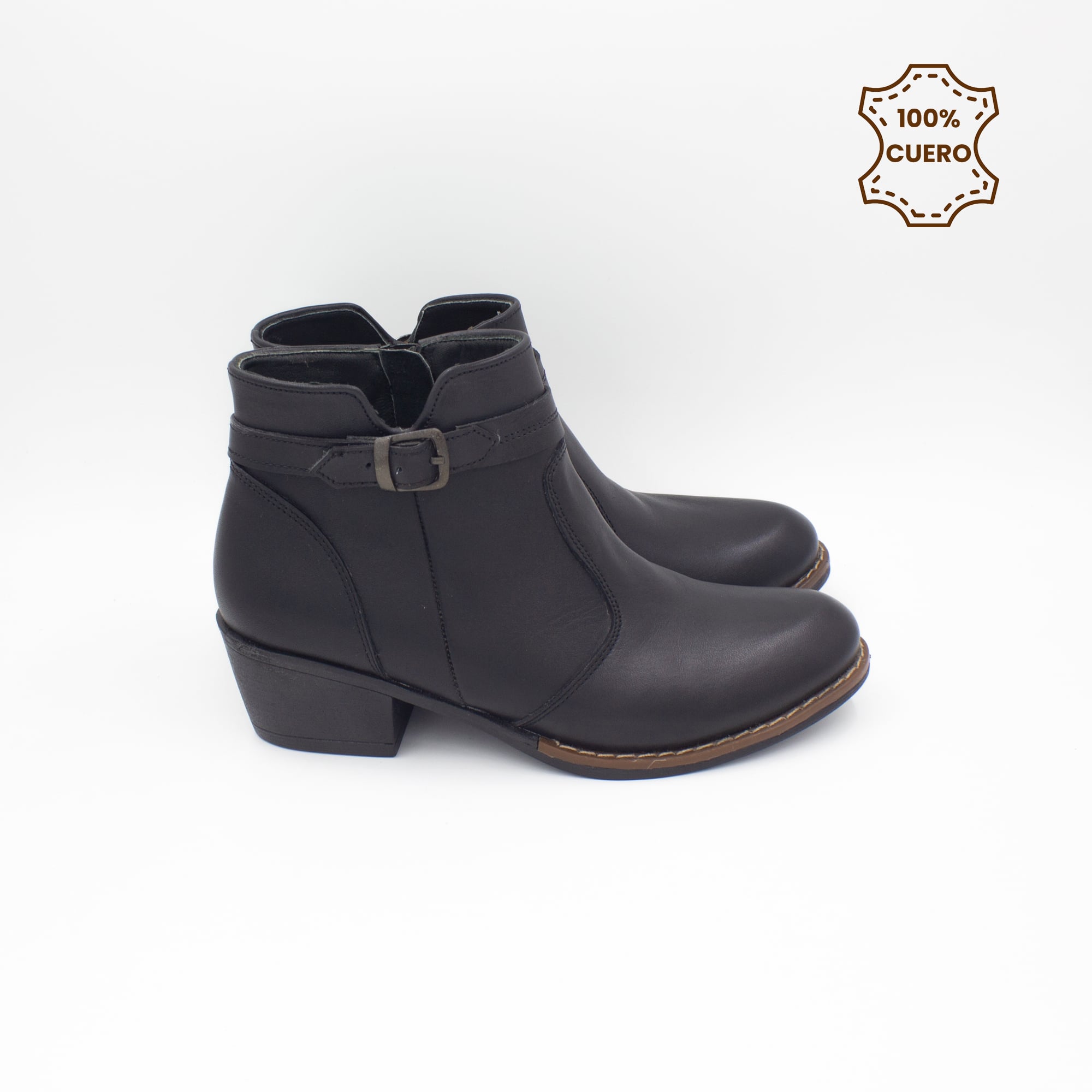 BOTINES MUJER DALIA CUERO NEGRO-36 - 3