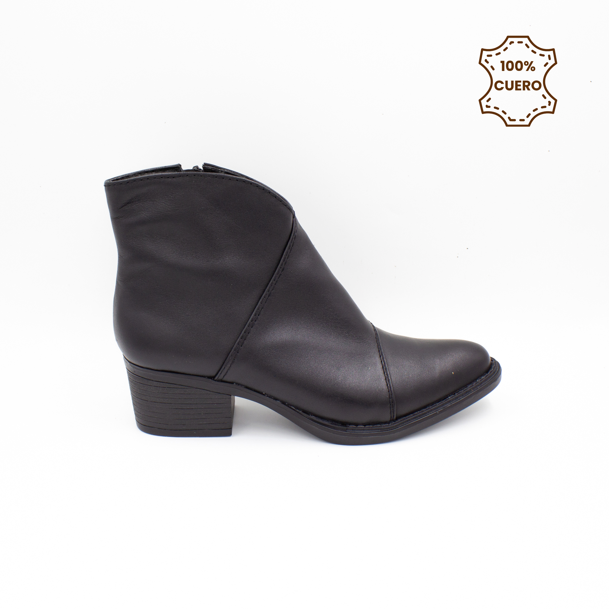 BOTINES MUJER CAPRI CUERO NEGRO - 1