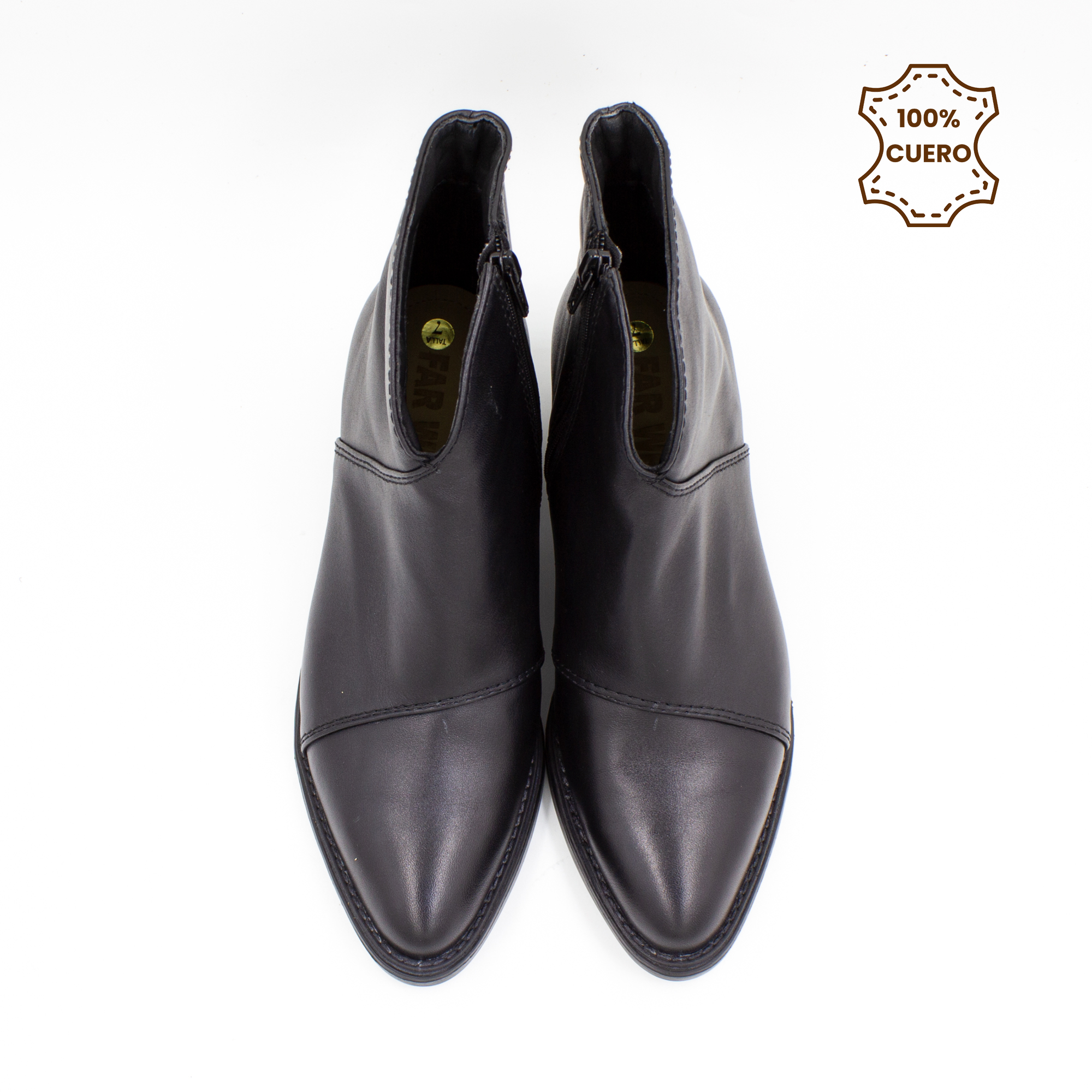 BOTINES MUJER CAPRI CUERO NEGRO - 4