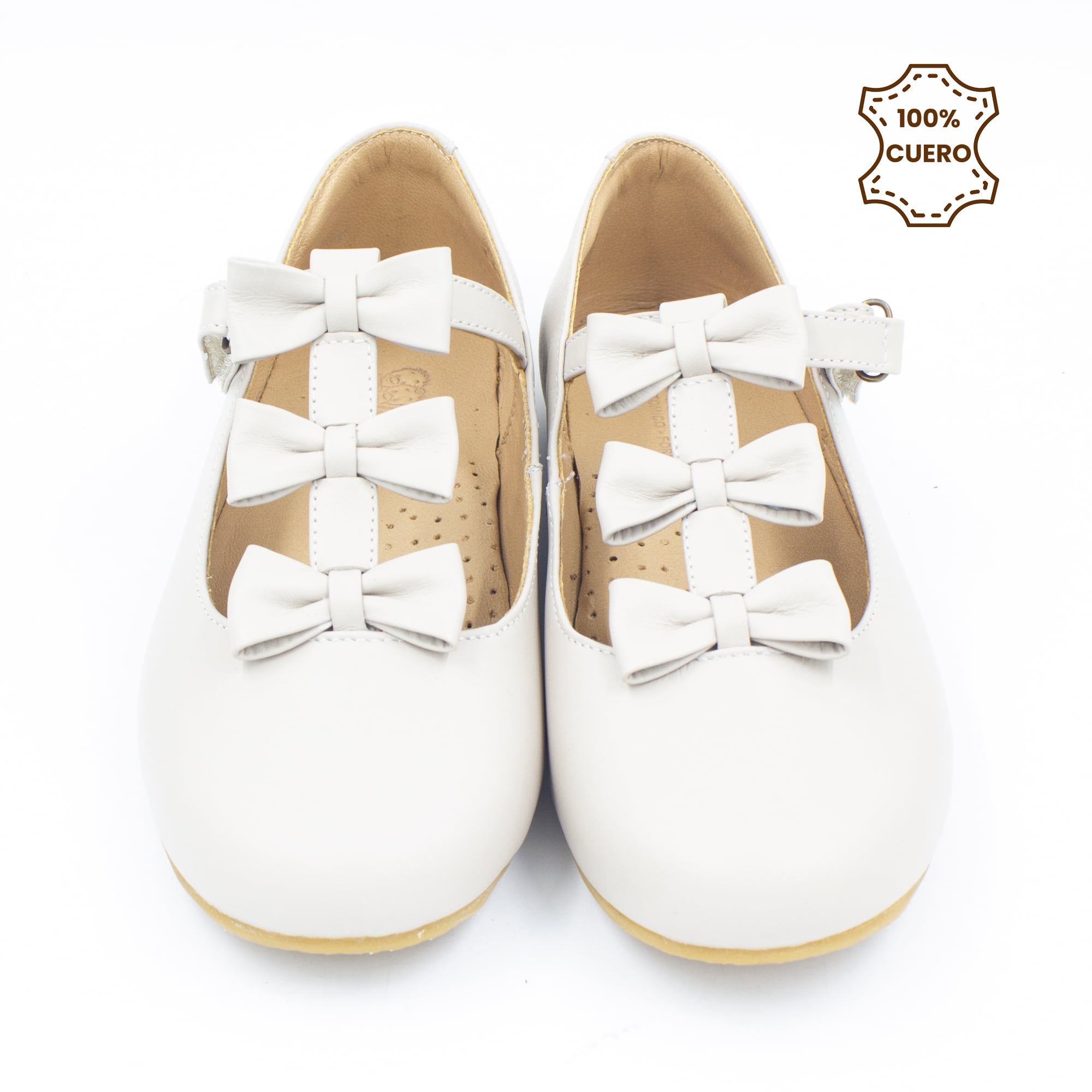 BALLERINAS NIÑA COLETTE CUERO MANTECA-22 - 3