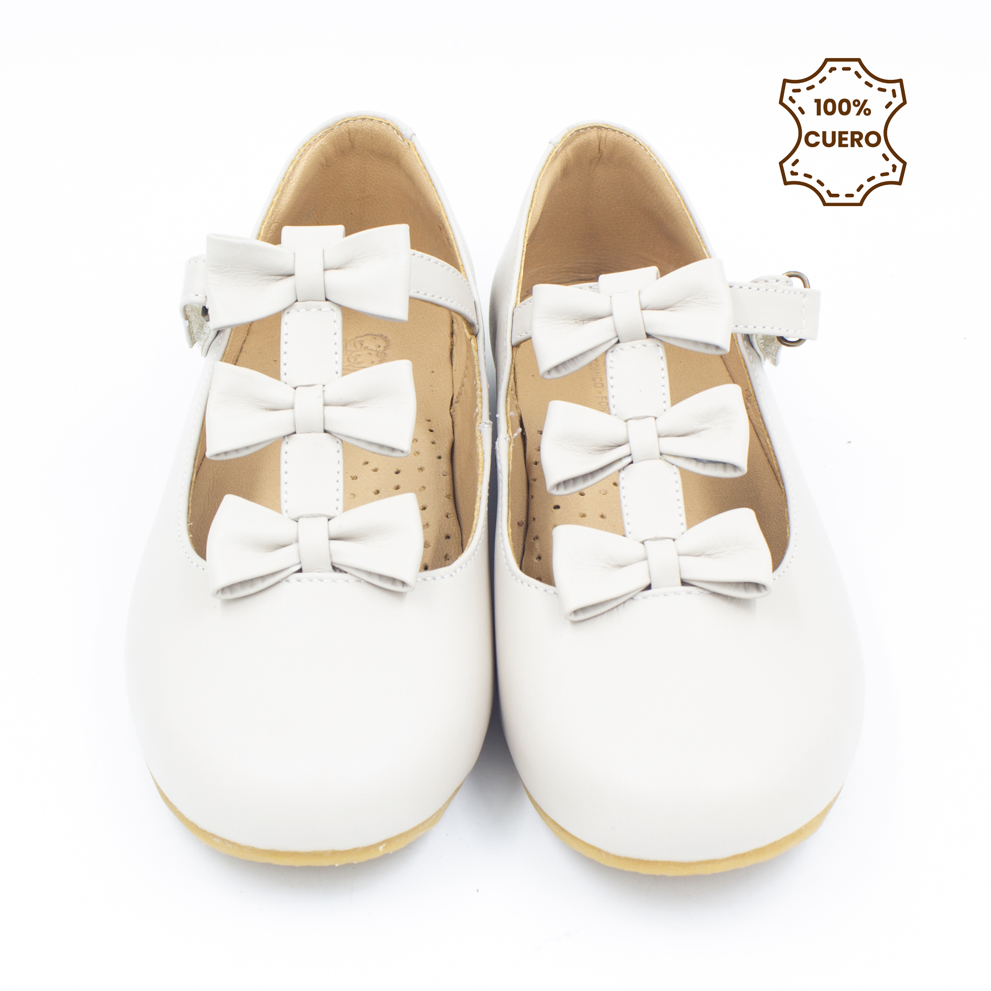 BALLERINAS NIÑA COLETTE CUERO MANTECA-22 - 3