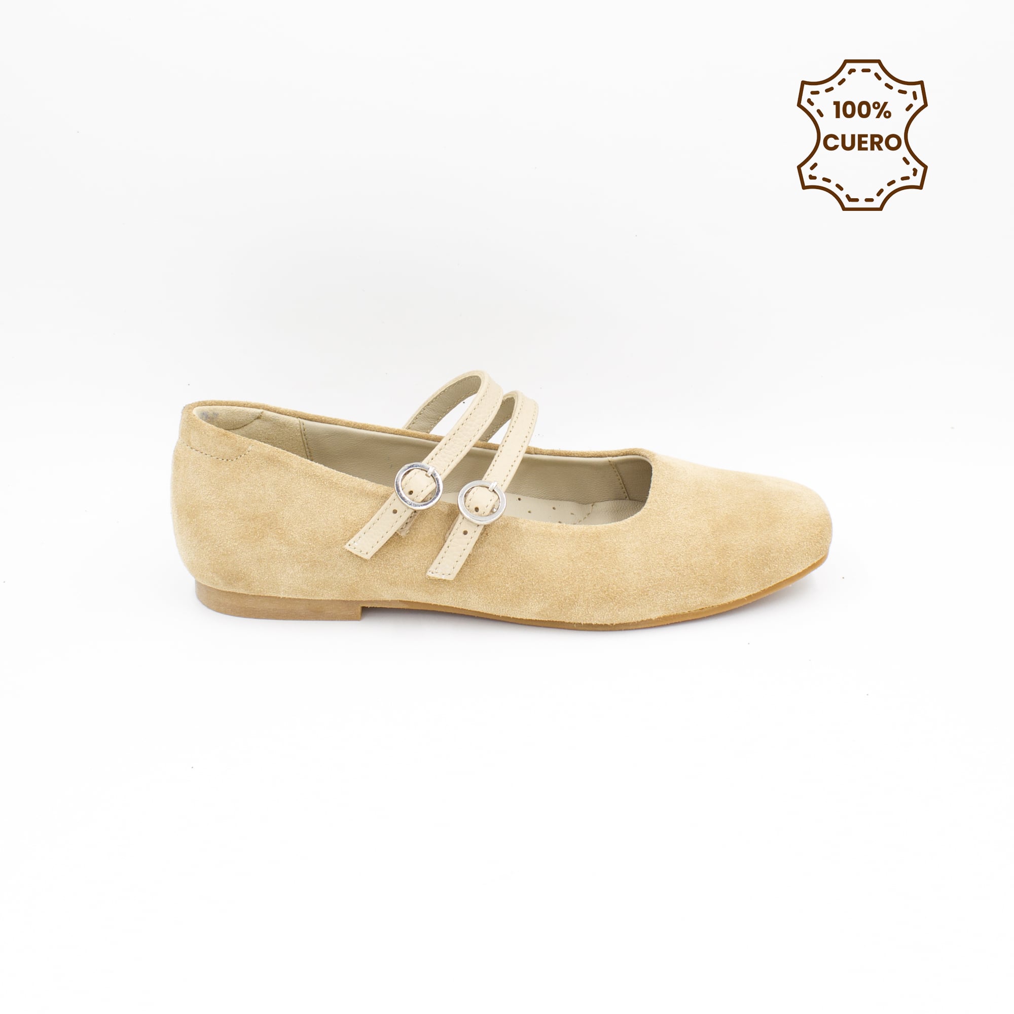 BALLERINAS MUJER BRUNA GAMUZA BEIGE PELLE-30 - 1