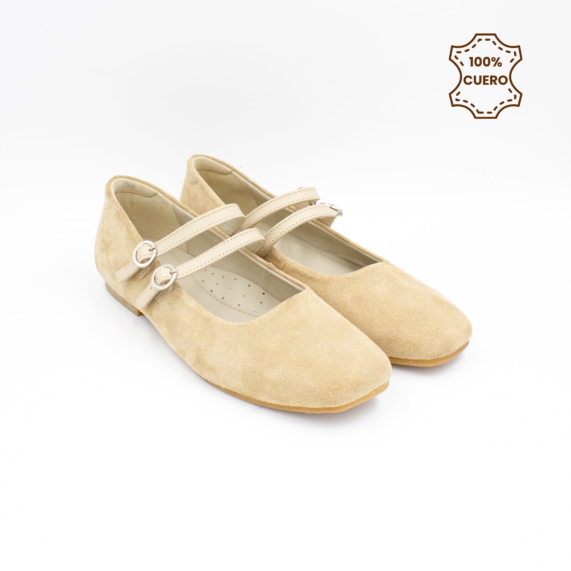BALLERINAS MUJER BRUNA GAMUZA BEIGE PELLE-30 - 2