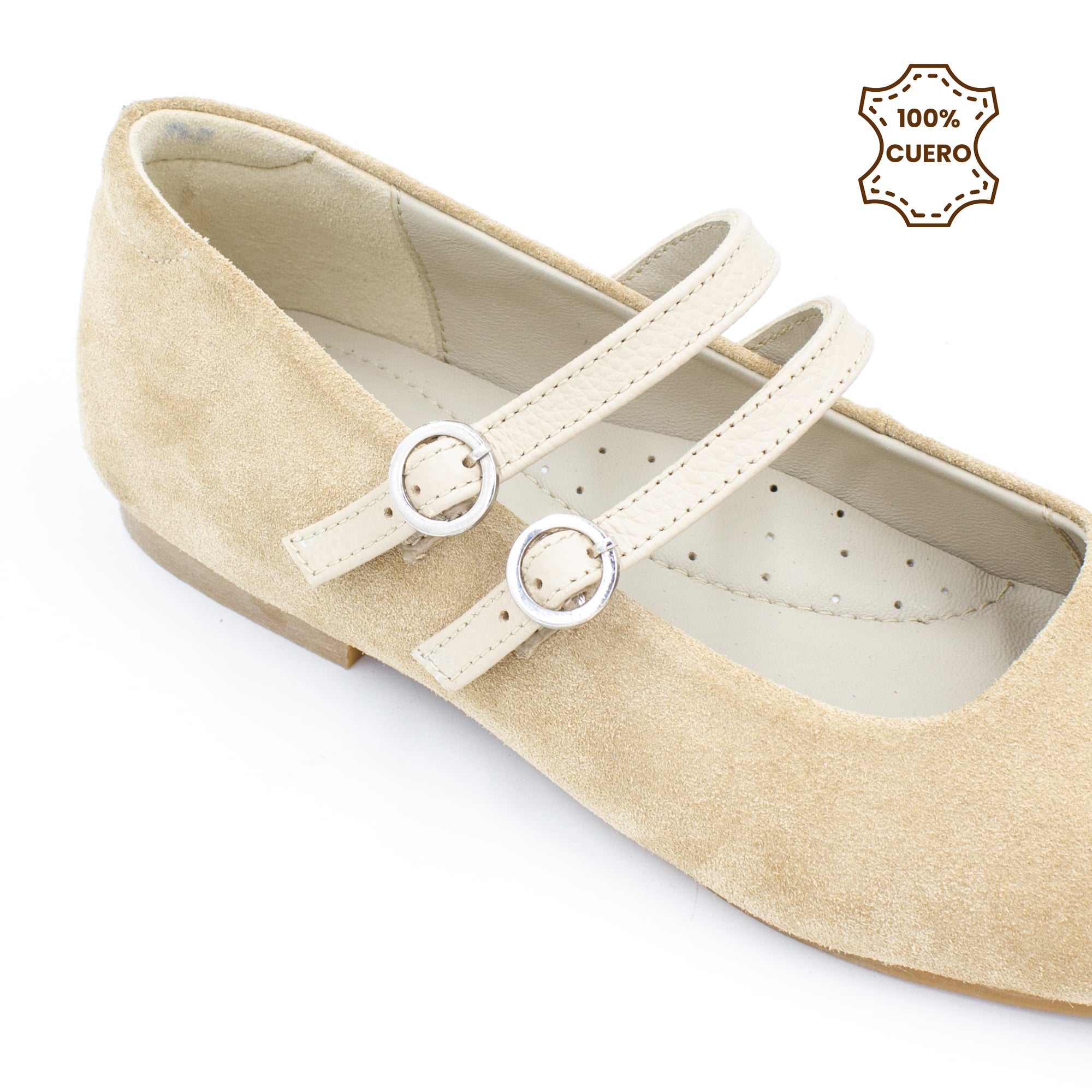 BALLERINAS MUJER BRUNA GAMUZA BEIGE PELLE-30 - 3