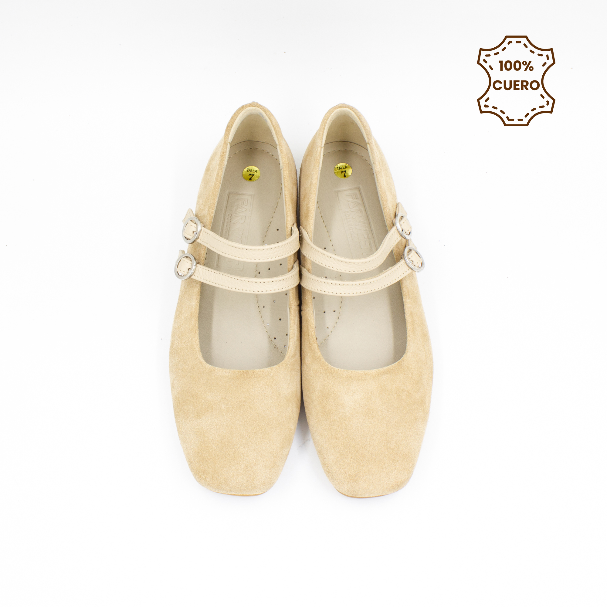 BALLERINAS MUJER BRUNA GAMUZA BEIGE PELLE-30 - 4