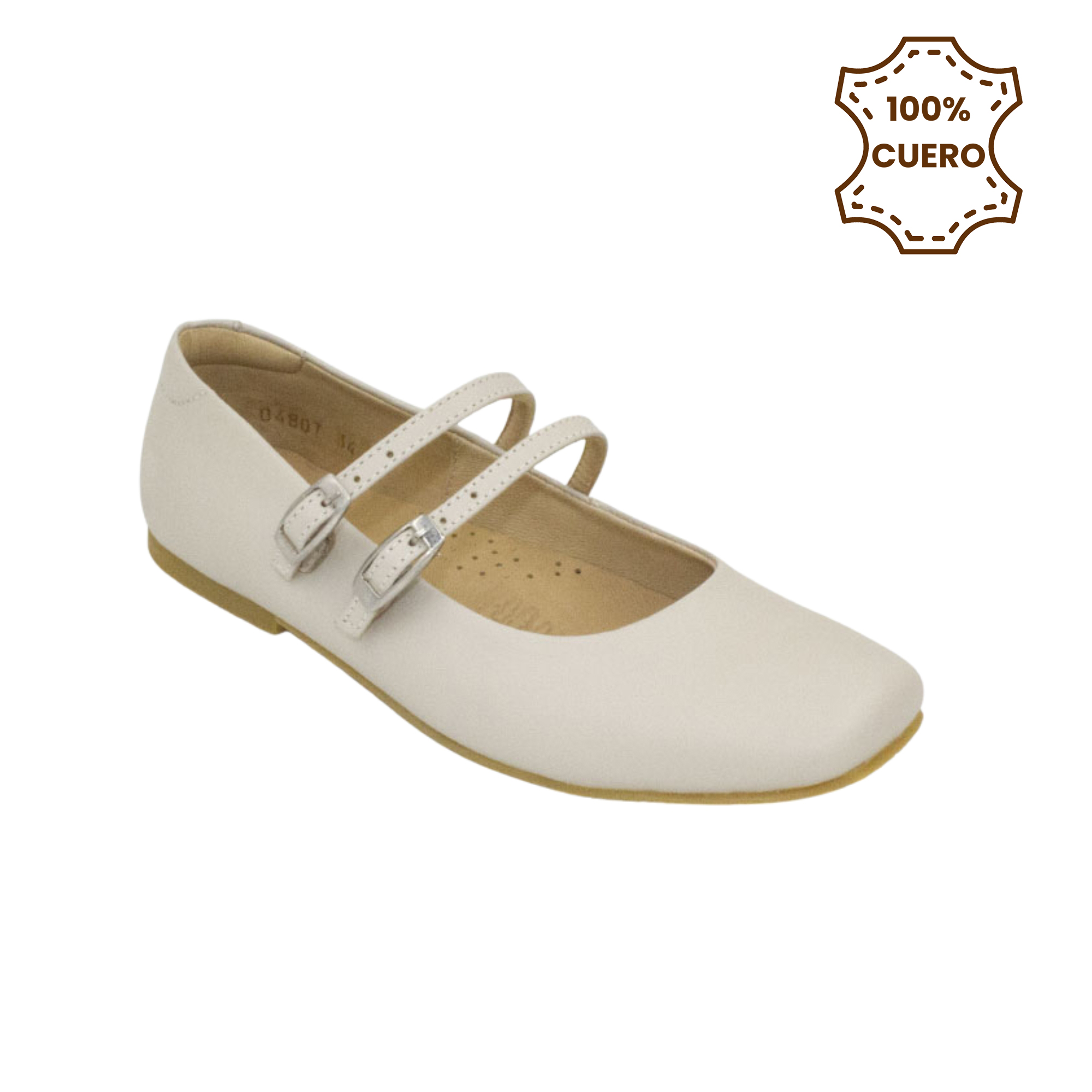 BALLERINAS MUJER BRUNELLA CUERO MANTECA-33 - 1