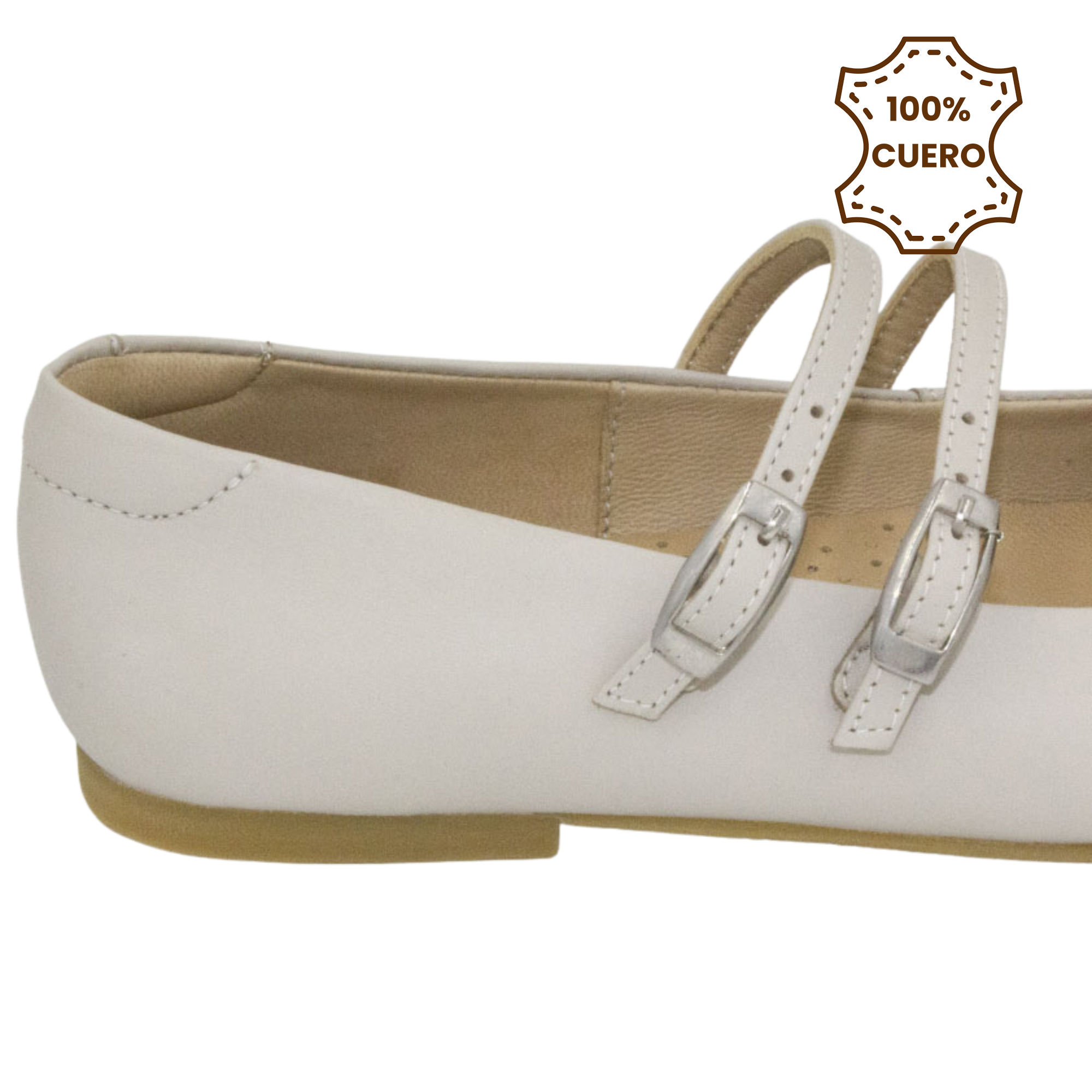 BALLERINAS MUJER BRUNELLA CUERO MANTECA-33 - 3