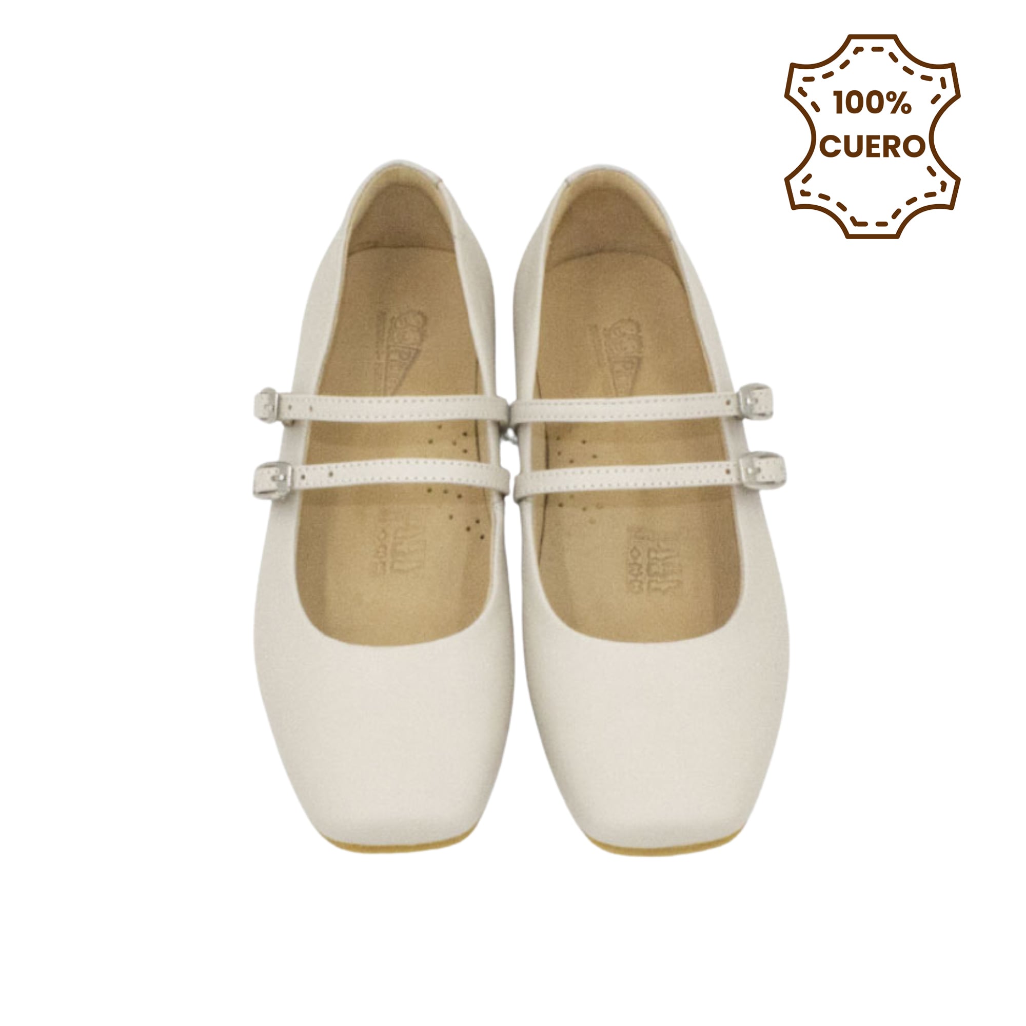 BALLERINAS MUJER BRUNELLA CUERO MANTECA-33 - 4