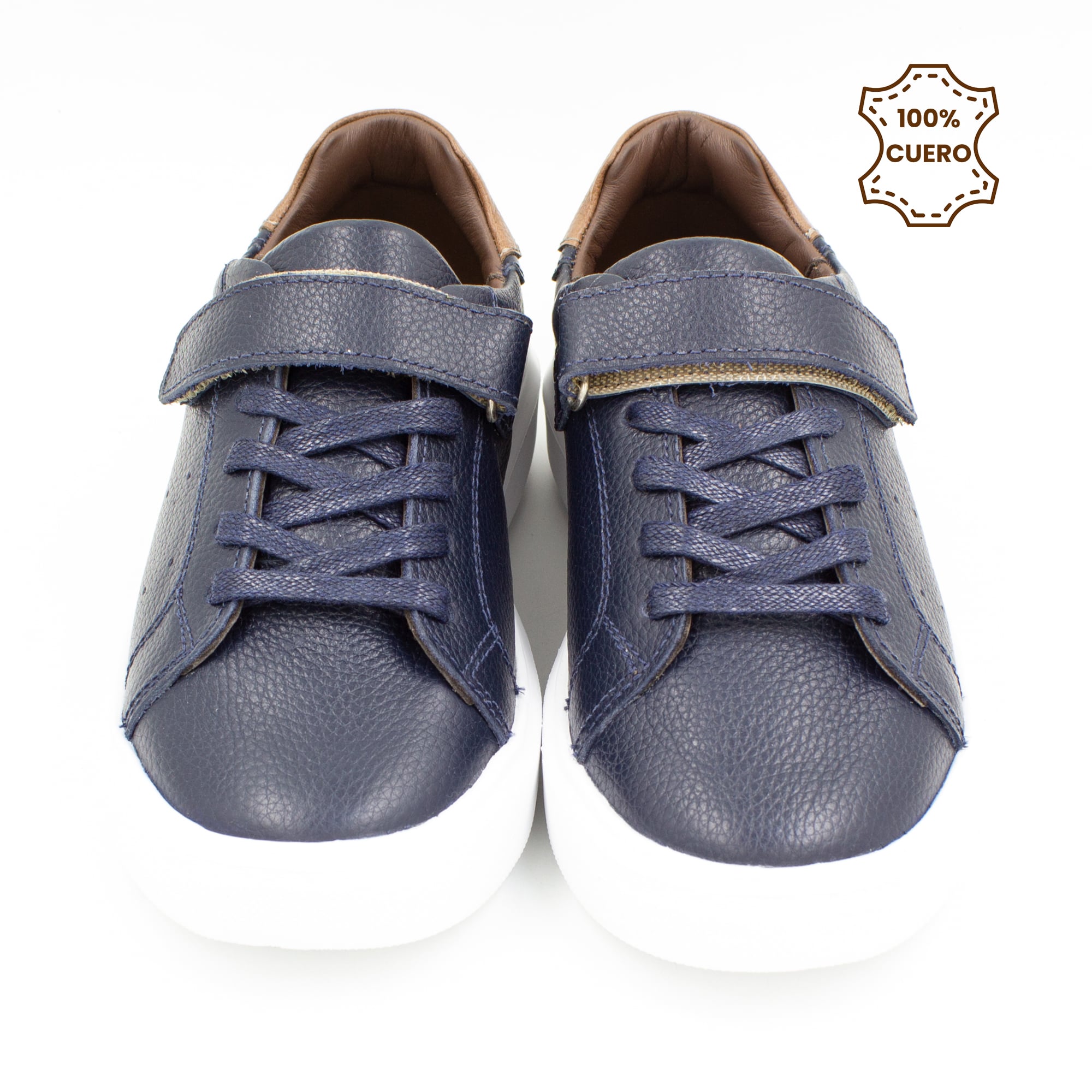 ZAPATILLAS NIÑO ETHAN CUERO AZUL - 3