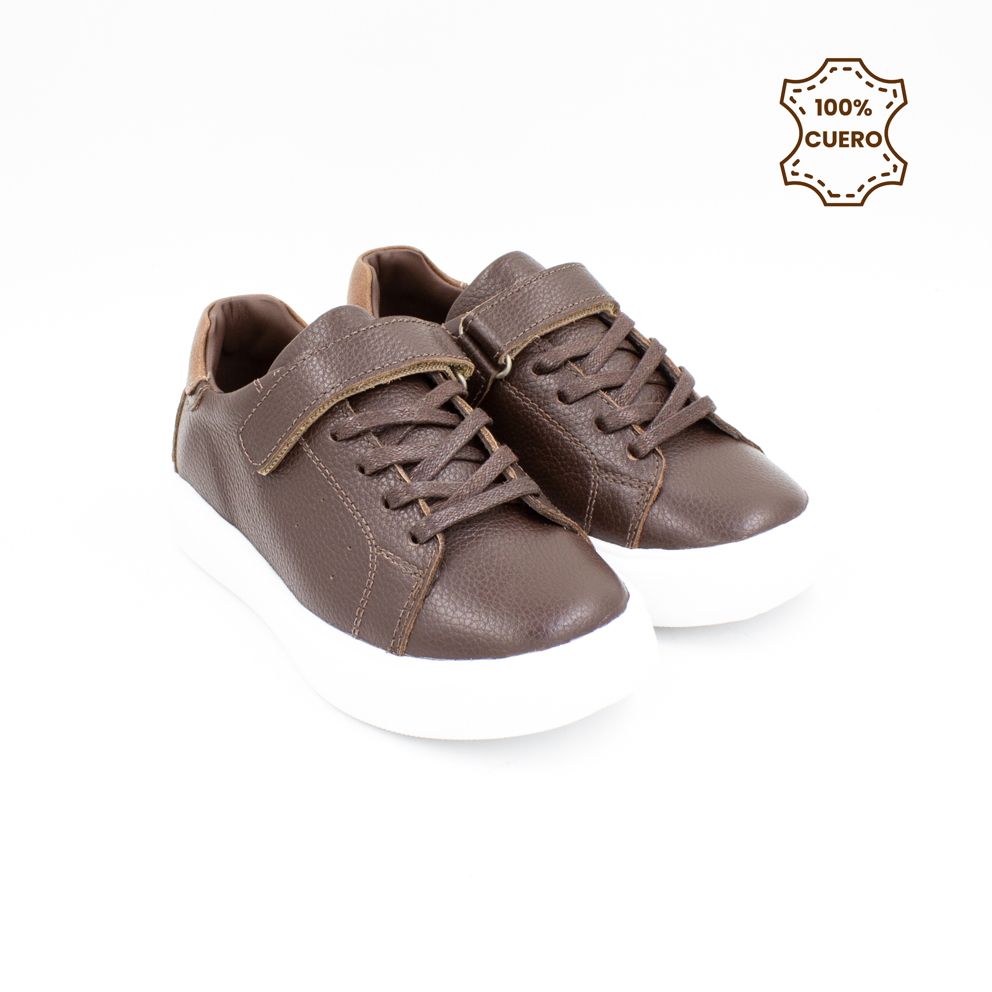 ZAPATILLAS NIÑO ETHAN CUERO MARRÓN-30 - 2
