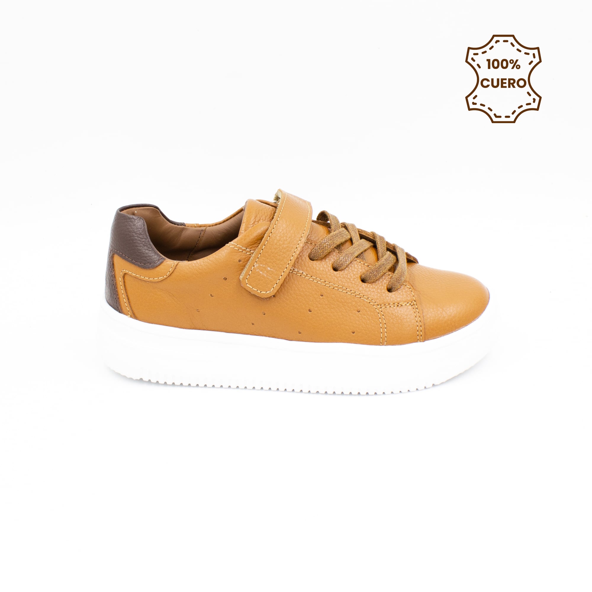 ZAPATILLAS NIÑO ETHAN CUERO NATURAL - 1