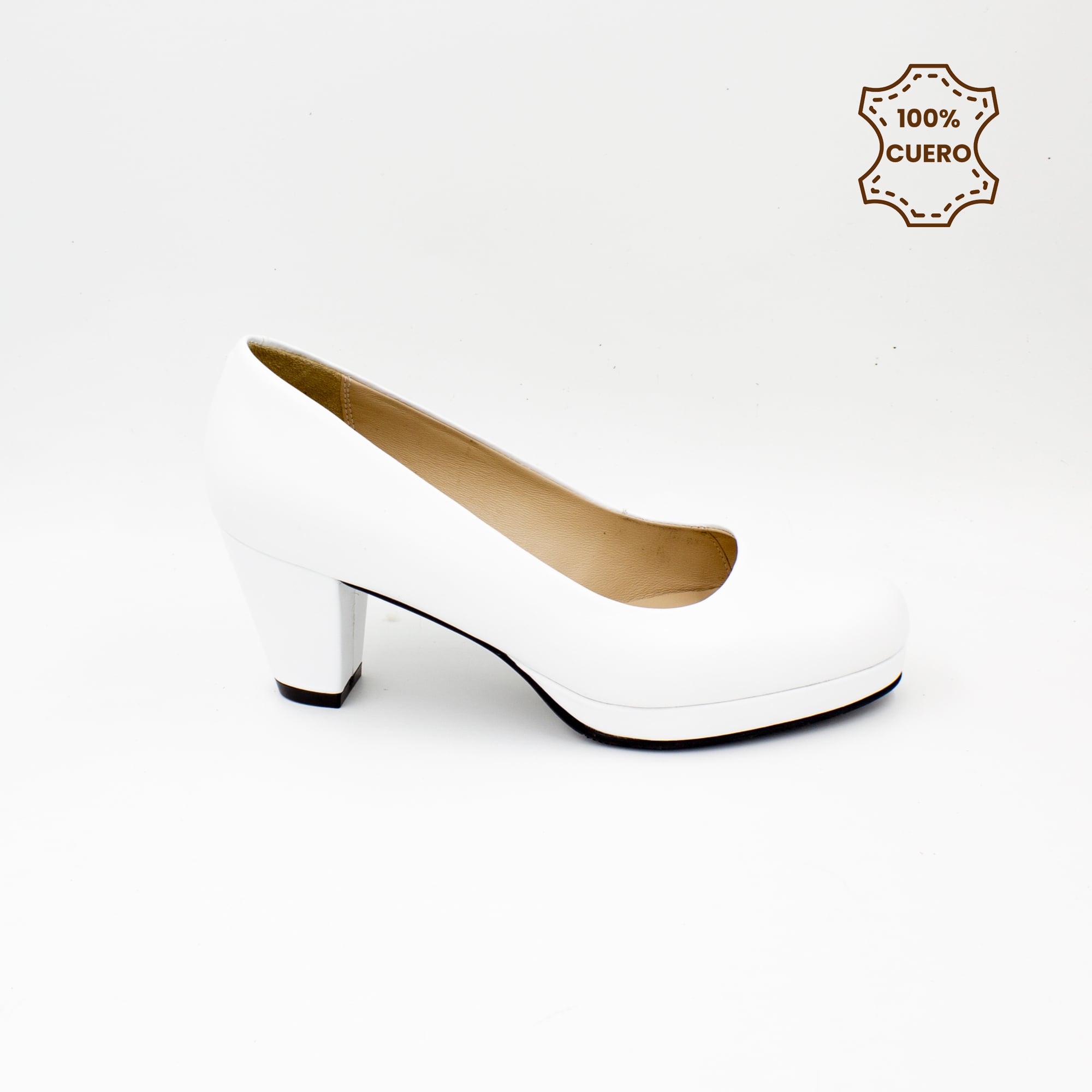 ZAPATOS TACO 5 MUJER ATENEA CUERO BLANCO-37 - 1