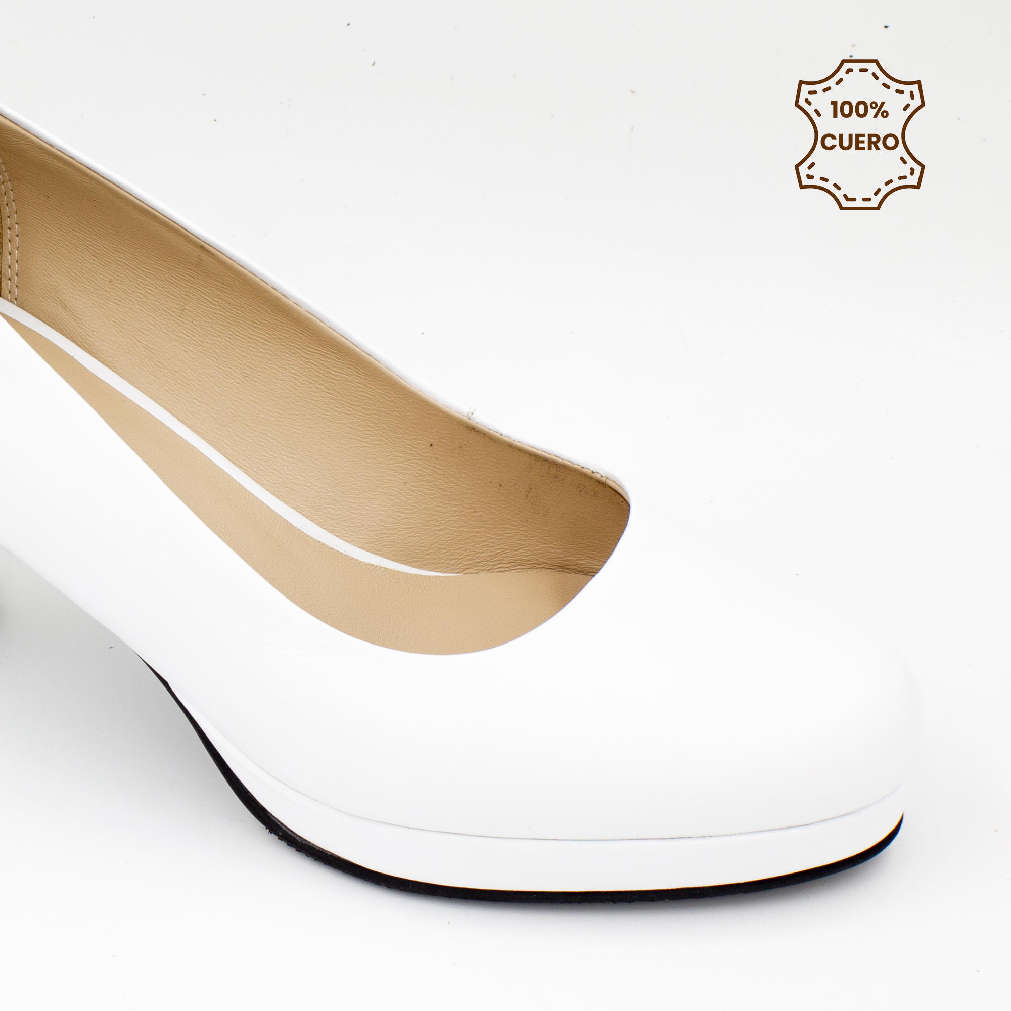 ZAPATOS TACO 5 MUJER ATENEA CUERO BLANCO-37 - 3