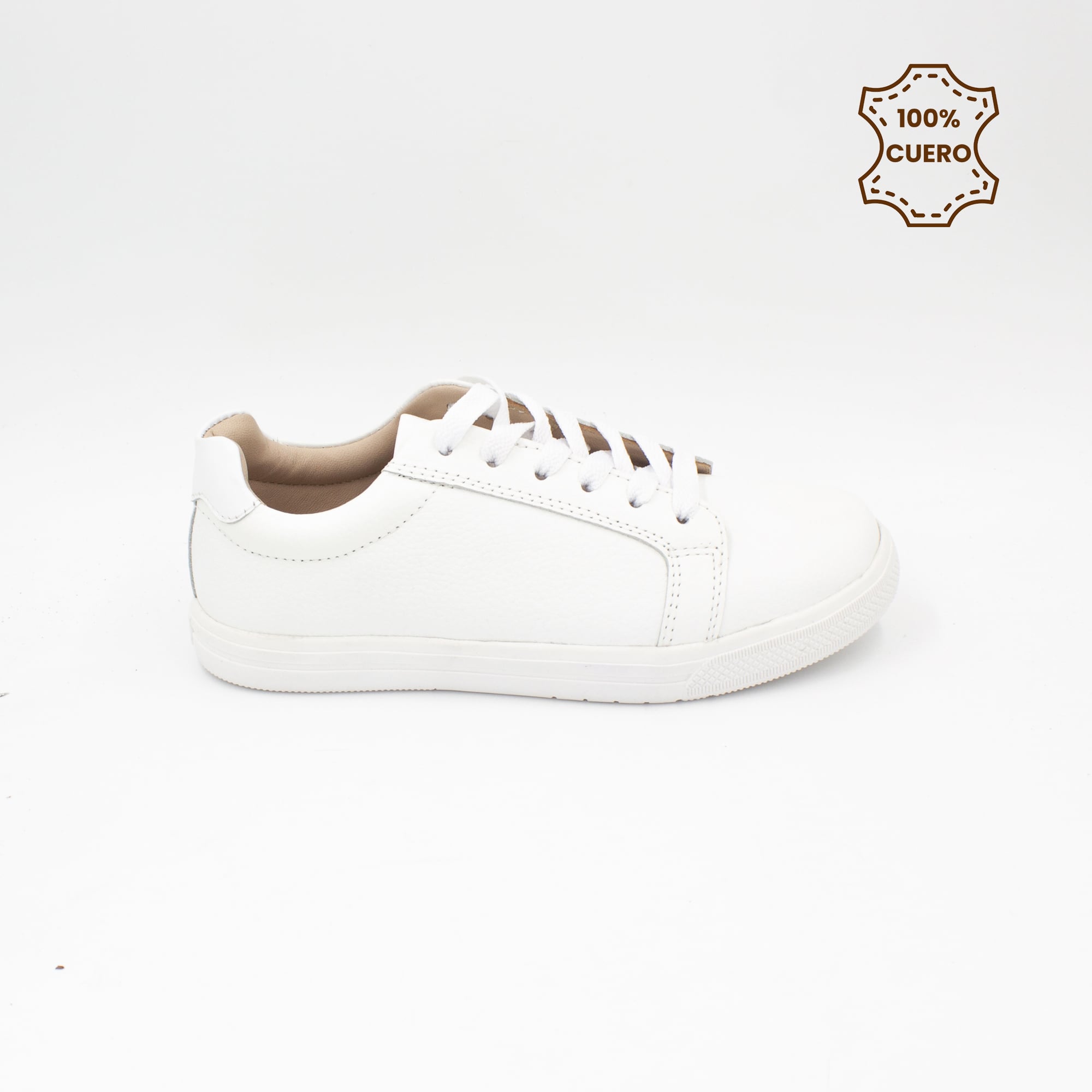ZAPATILLAS ESCOLARES - COLEGIO PASADORES NIÑA ORIANA CUERO BLANCO-37 - 1