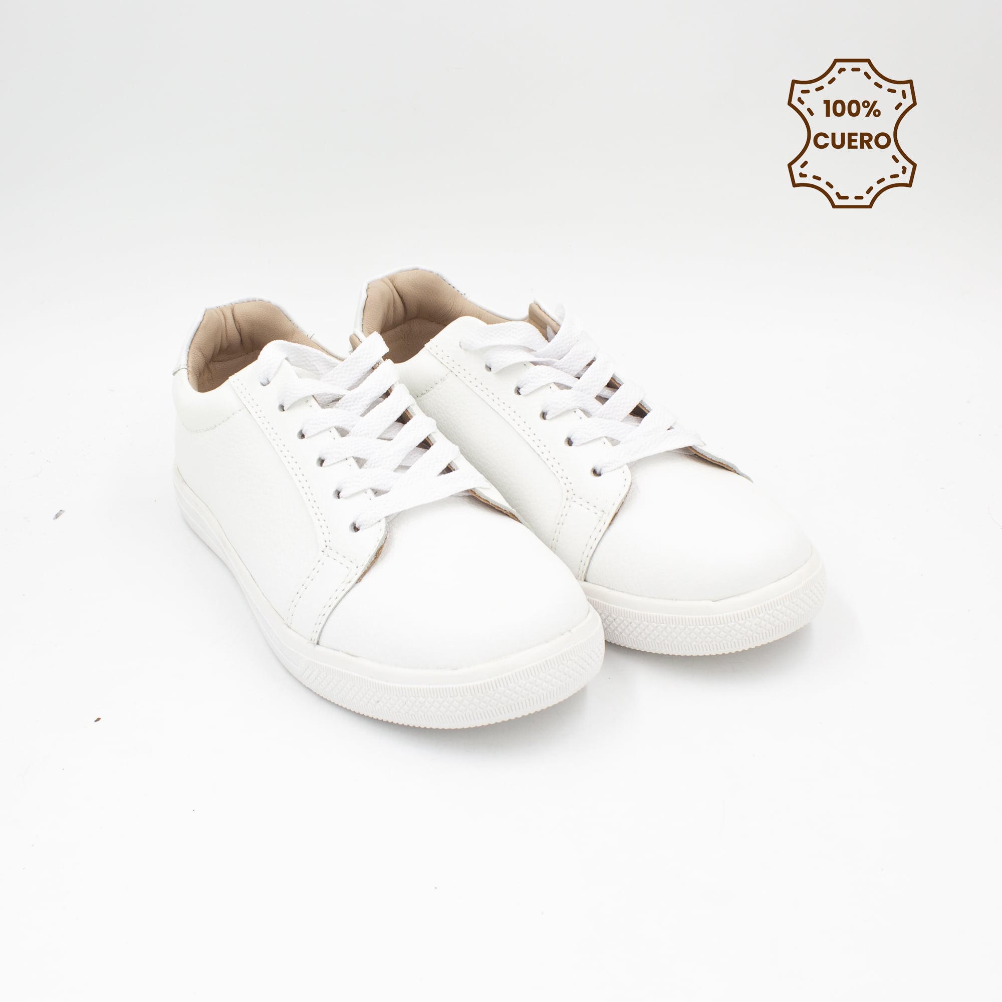 ZAPATILLAS ESCOLARES - COLEGIO PASADORES NIÑA ORIANA CUERO BLANCO-37 - 2