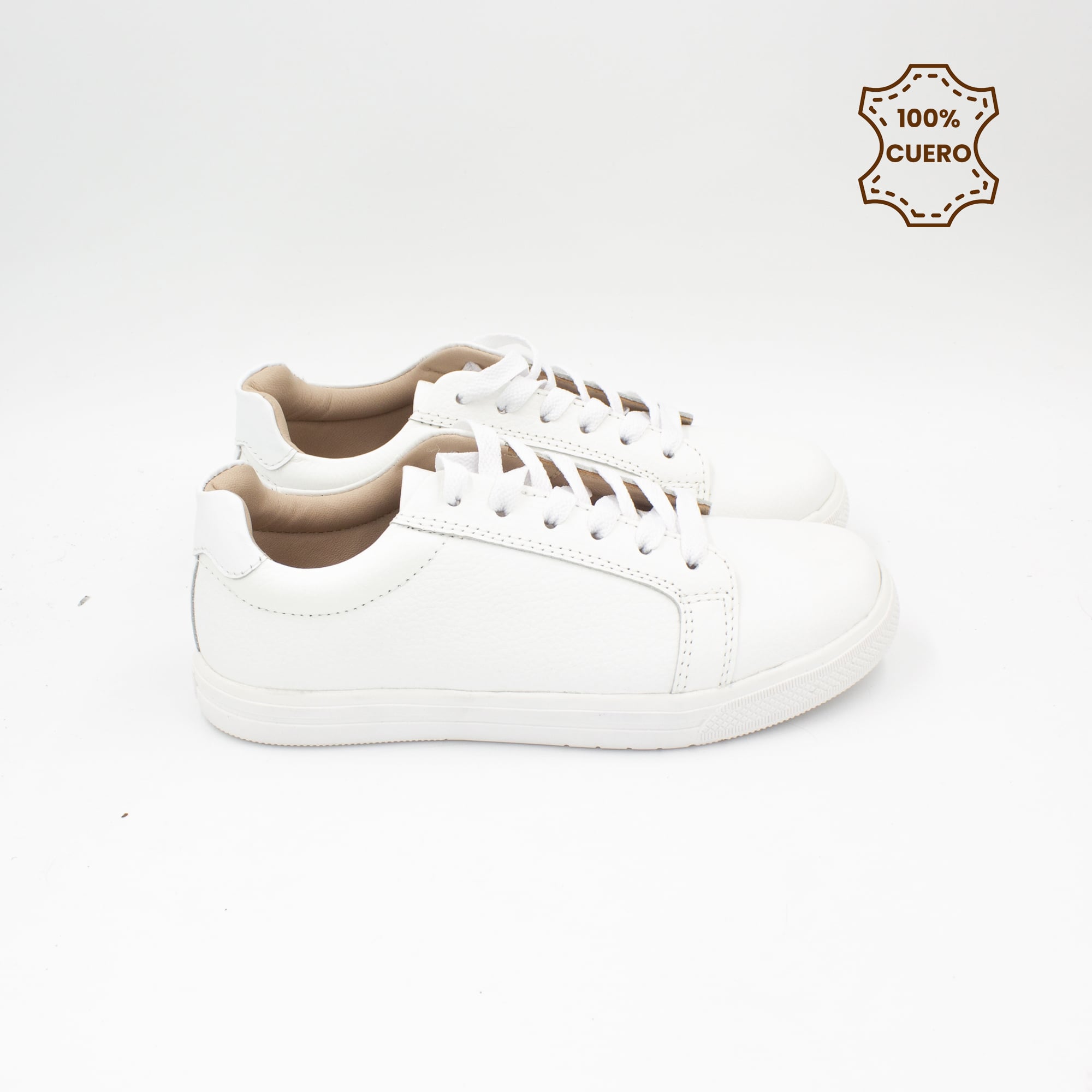 ZAPATILLAS ESCOLARES - COLEGIO PASADORES NIÑA ORIANA CUERO BLANCO-37 - 3