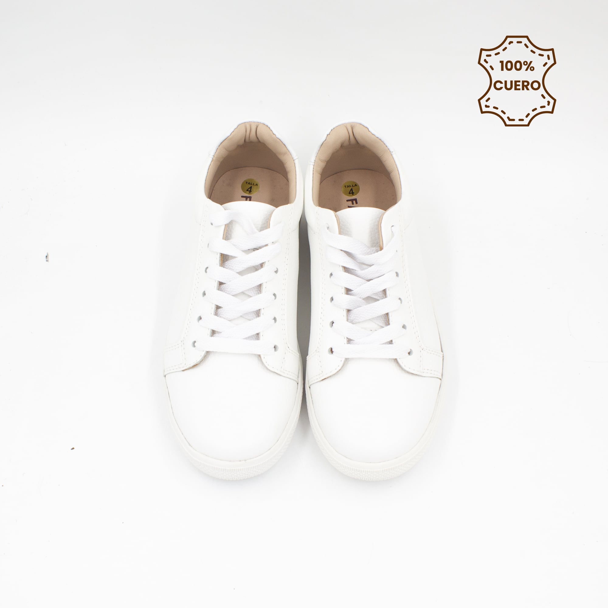 ZAPATILLAS ESCOLARES - COLEGIO PASADORES NIÑA ORIANA CUERO BLANCO-37 - 4