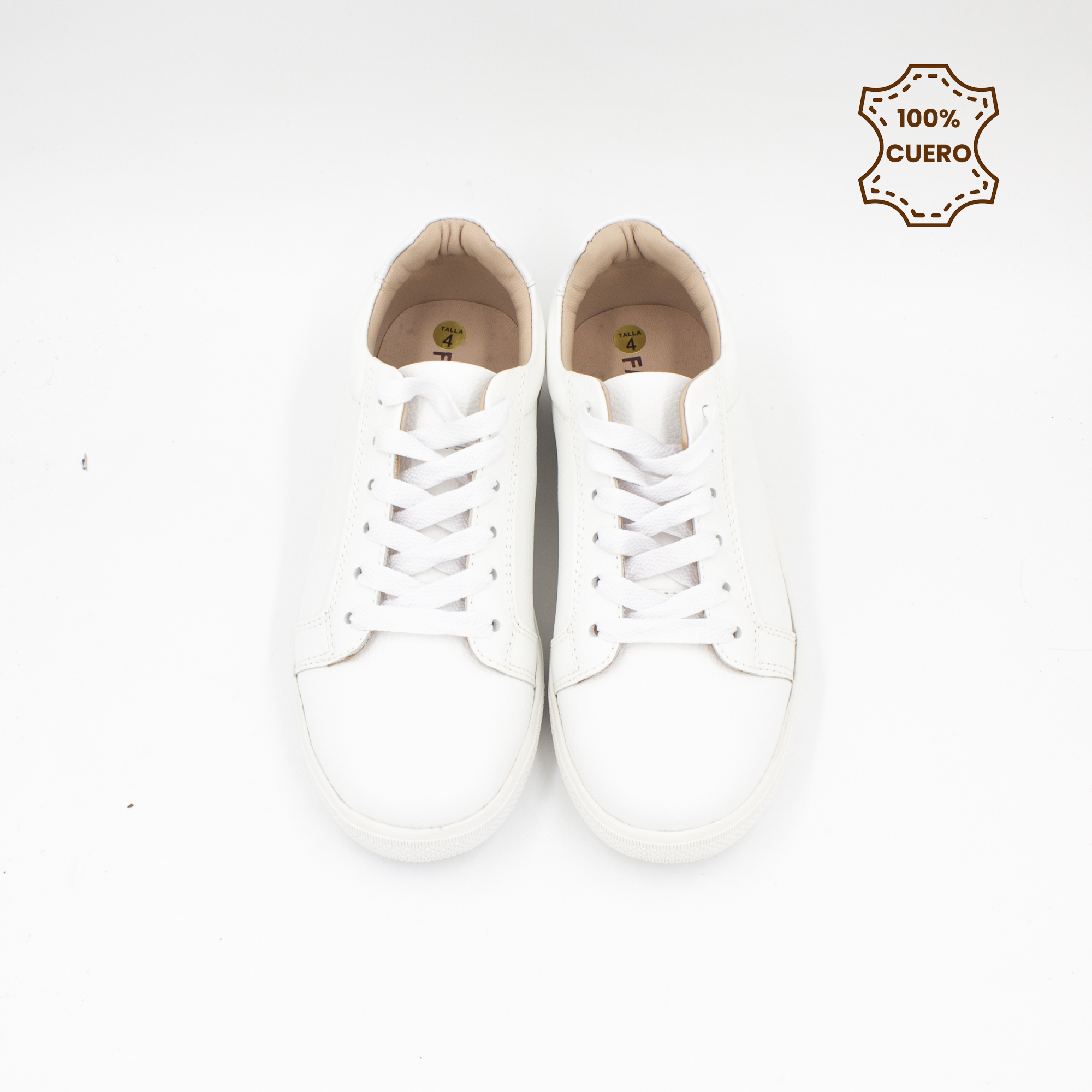 ZAPATILLAS ESCOLARES - COLEGIO PASADORES NIÑA ORIANA CUERO BLANCO-37 - 4