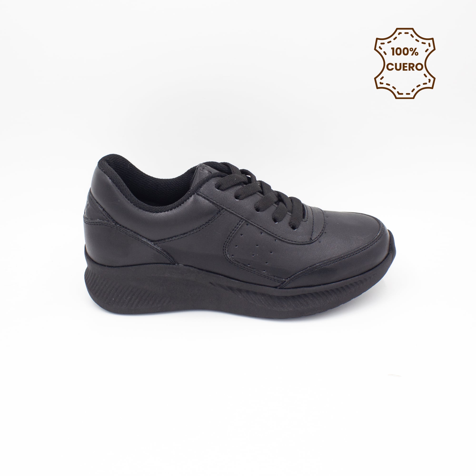 ZAPATILLAS ESCOLARES - COLEGIO PASADORES NIÑO Y NIÑA SPORT CUERO NEGRO-35 - 1