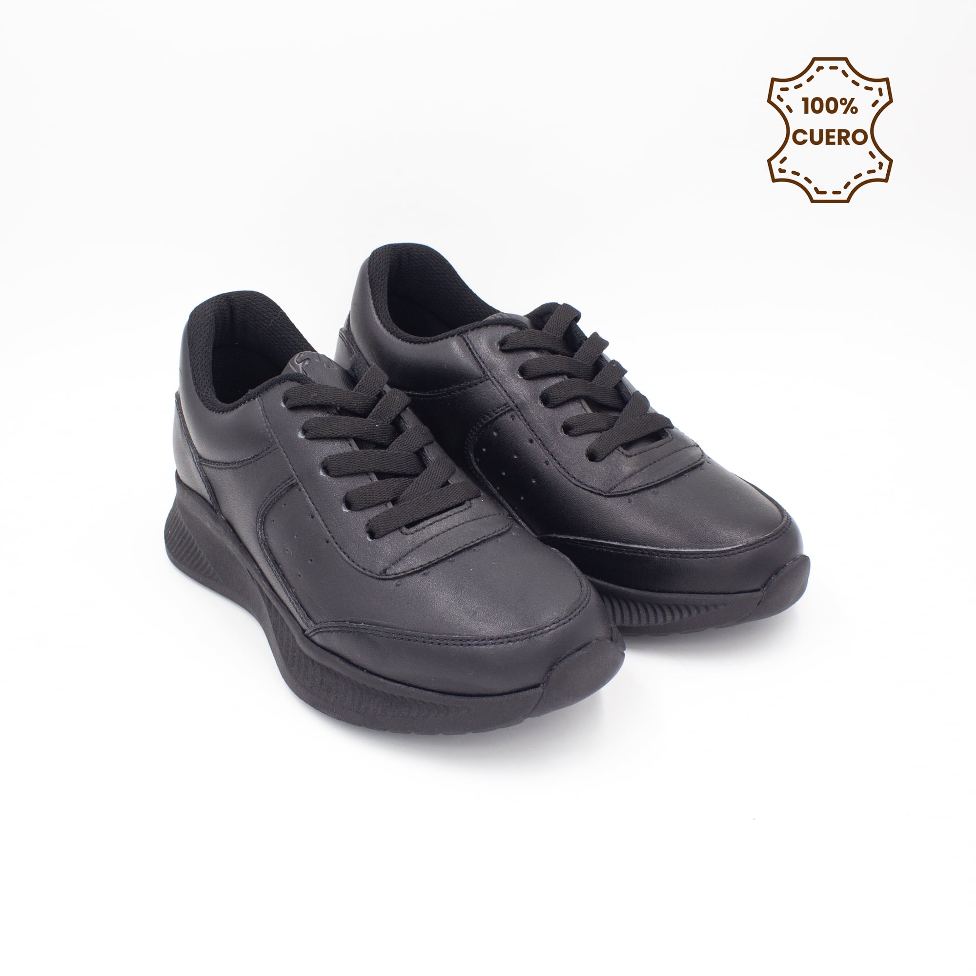 ZAPATILLAS ESCOLARES - COLEGIO PASADORES NIÑO Y NIÑA SPORT CUERO NEGRO-35 - 2