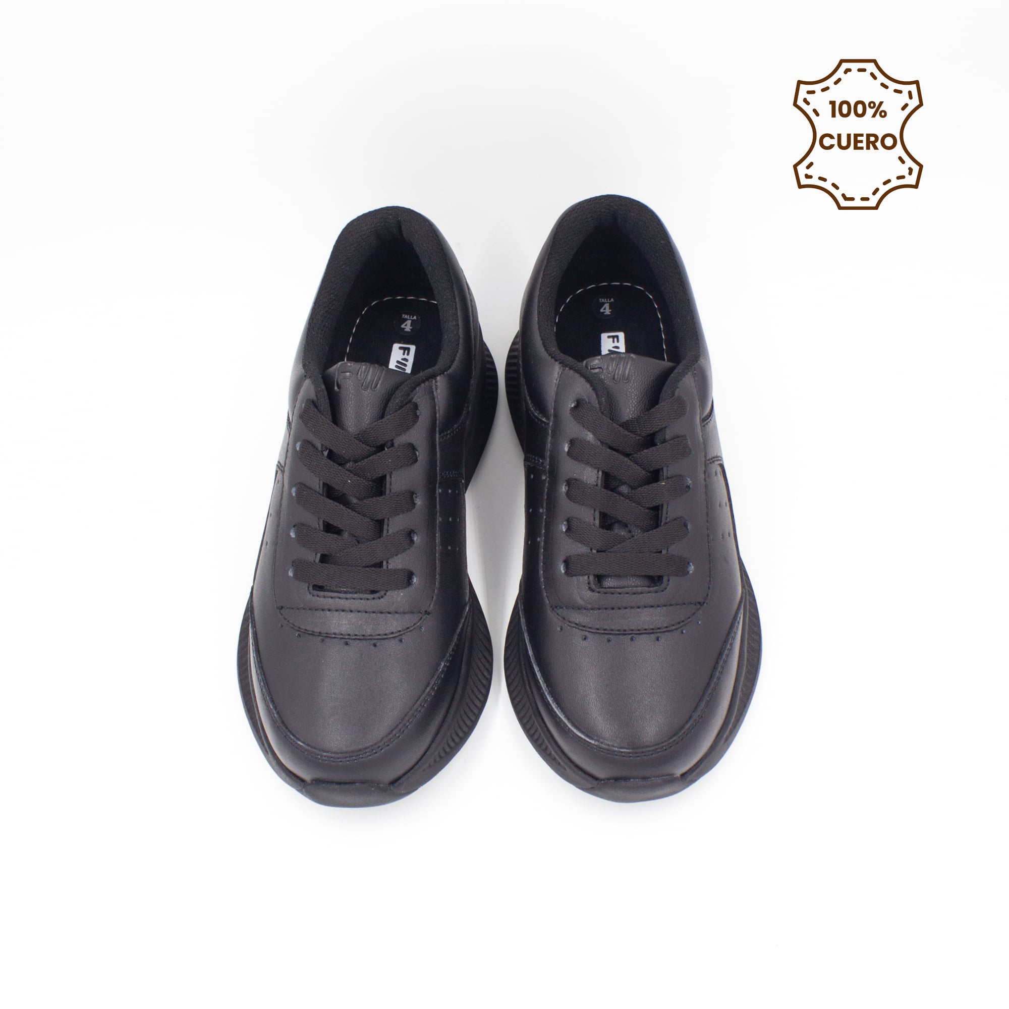ZAPATILLAS ESCOLARES - COLEGIO PASADORES NIÑO Y NIÑA SPORT CUERO NEGRO-35 - 4