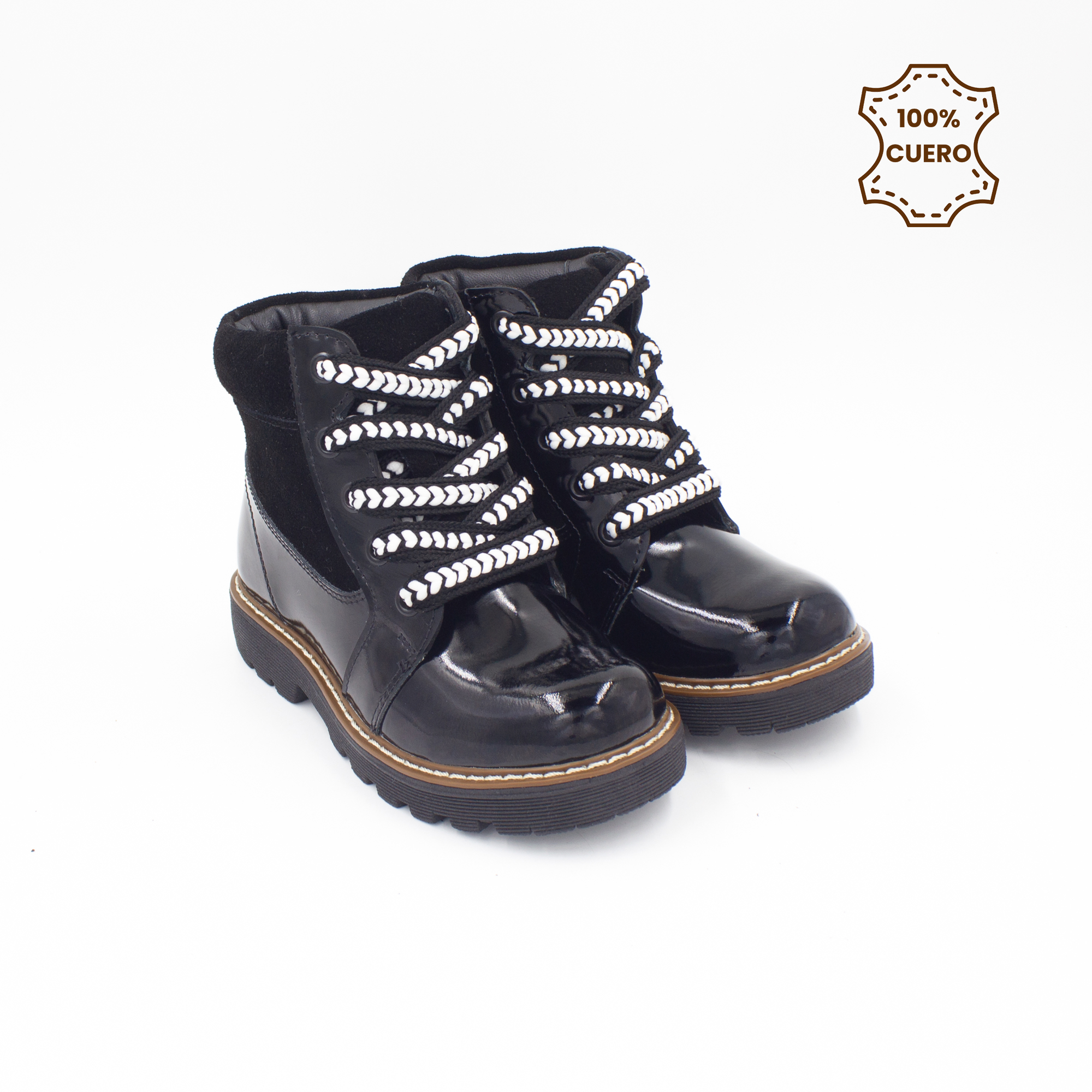 BOTINES INFANTIL NIÑA CAYETANA CUERO CHAROL NEGRO - 2
