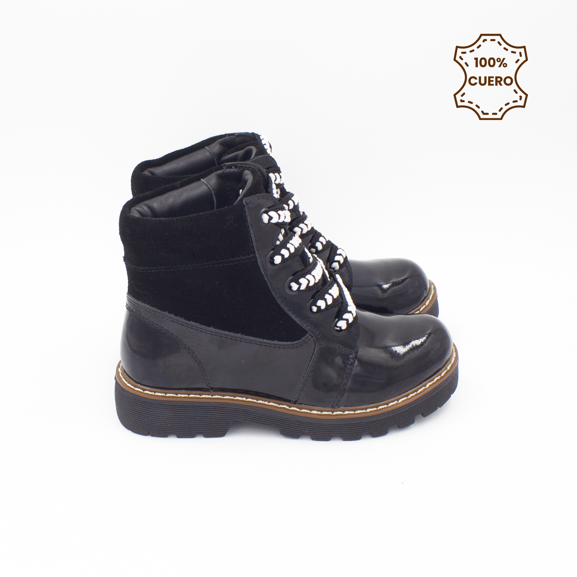 BOTINES INFANTIL NIÑA CAYETANA CUERO CHAROL NEGRO - 3