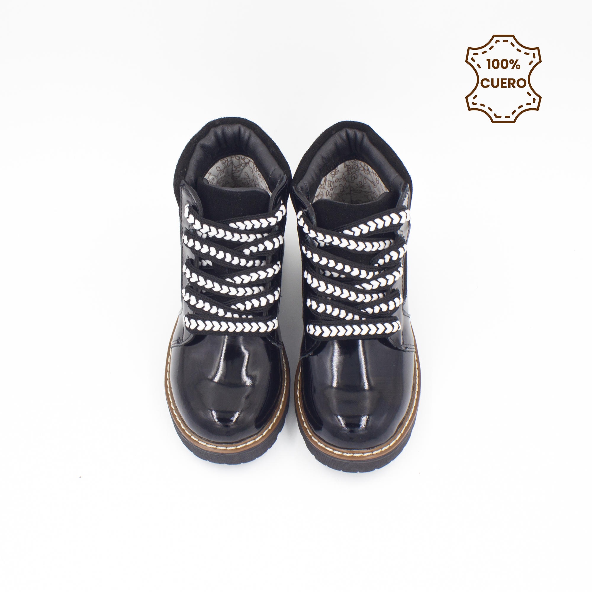 BOTINES INFANTIL NIÑA CAYETANA CUERO CHAROL NEGRO - 4