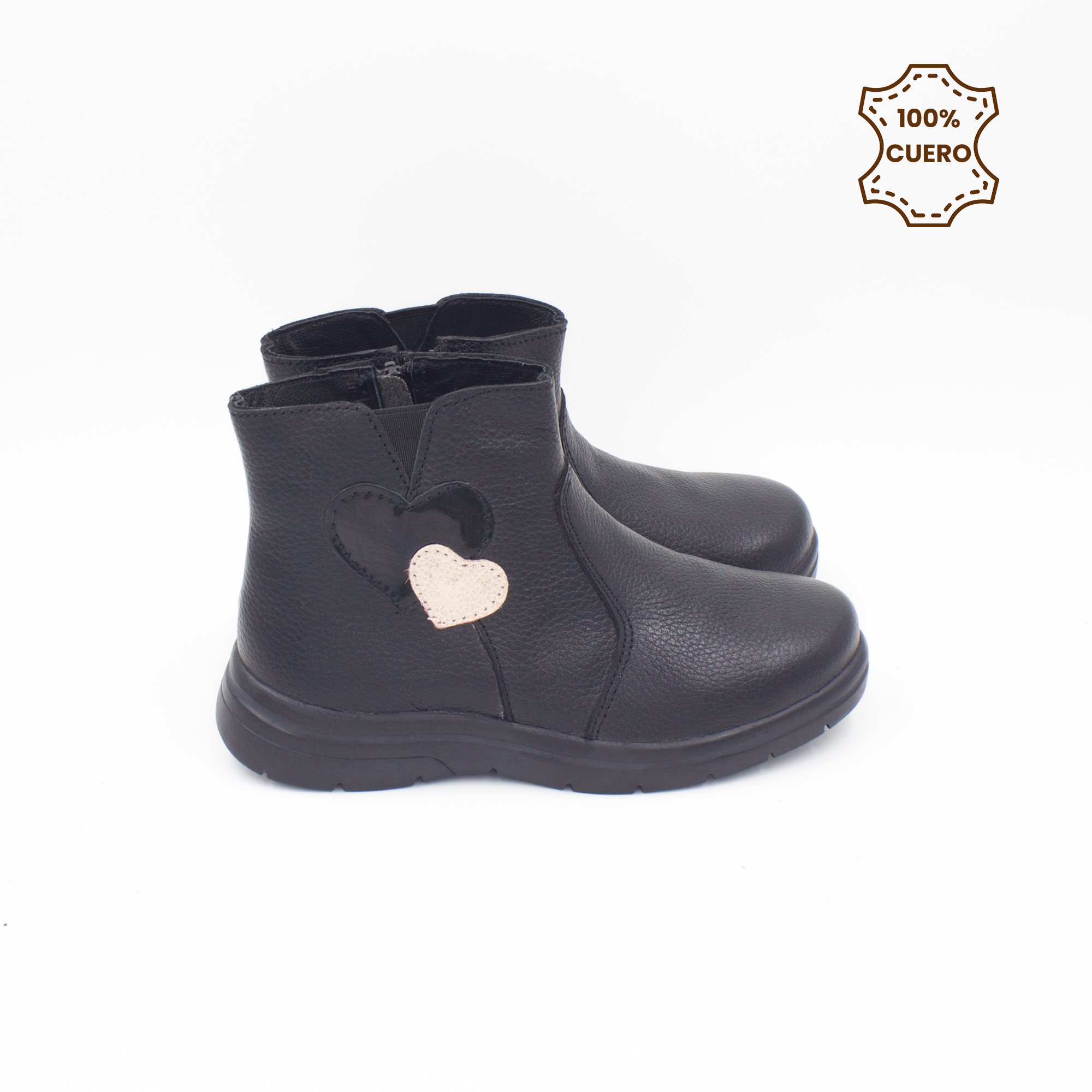 BOTINES INFANTIL NIÑA LARA CUERO CHAROL NEGRO - 3