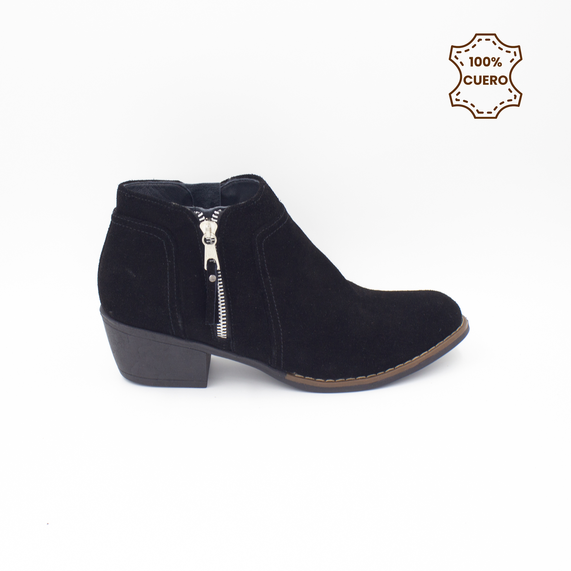 BOTINES MUJER MIMI CUERO GAMUZA NEGRO - 1