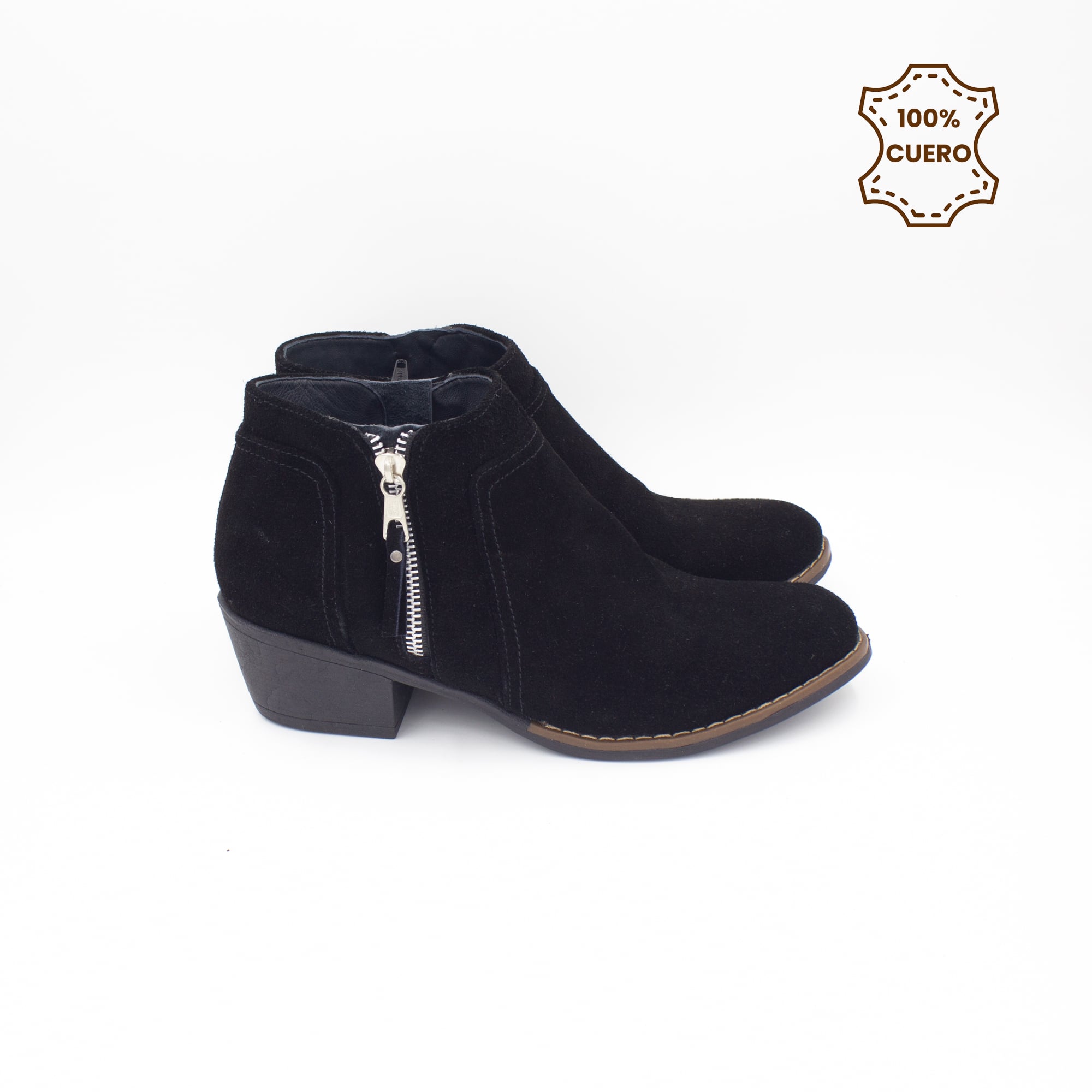 BOTINES MUJER MIMI CUERO GAMUZA NEGRO - 3