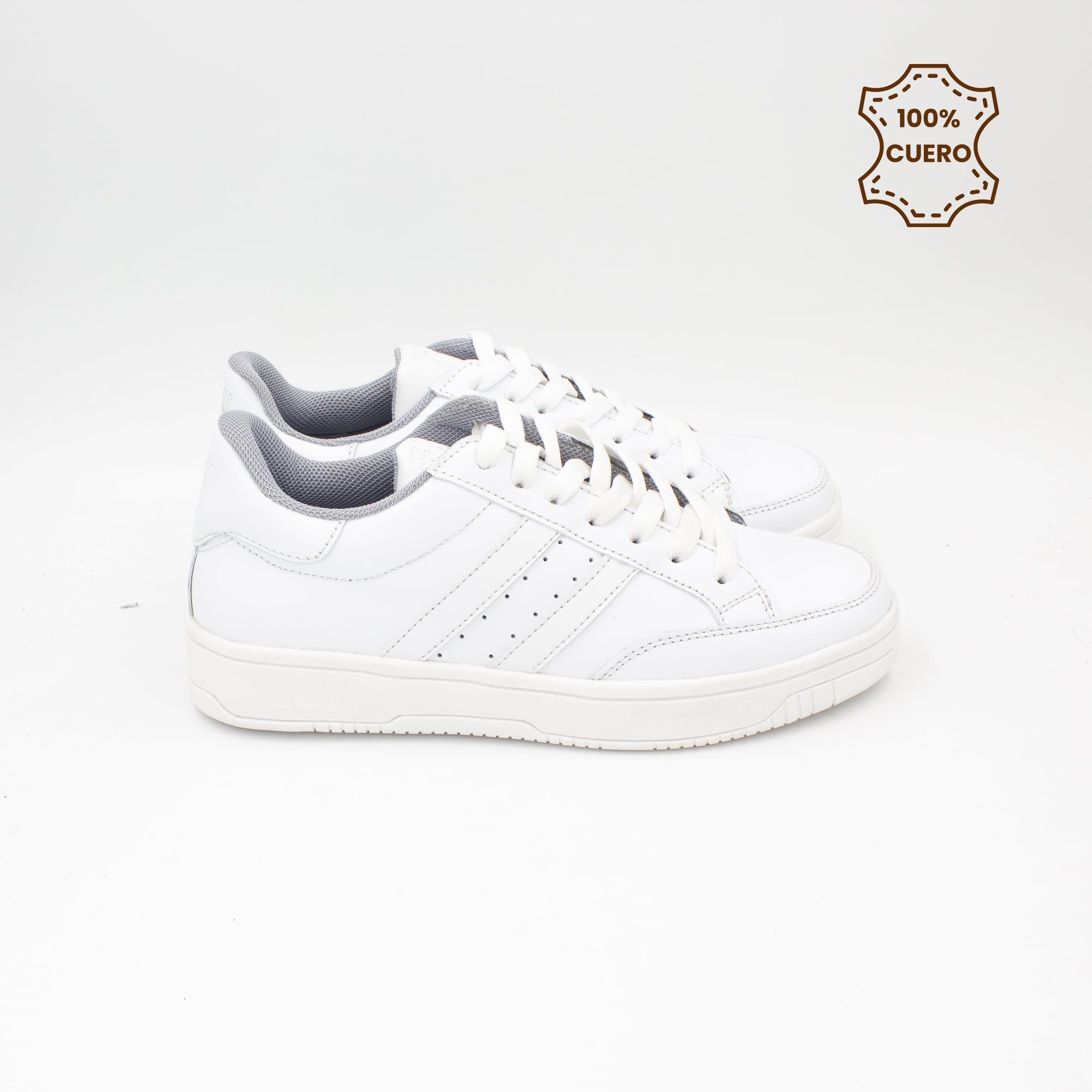 ZAPATILLAS ESCOLARES - COLEGIO PASADORES NIÑO Y NIÑA URBAN CUERO BLANCO - 3