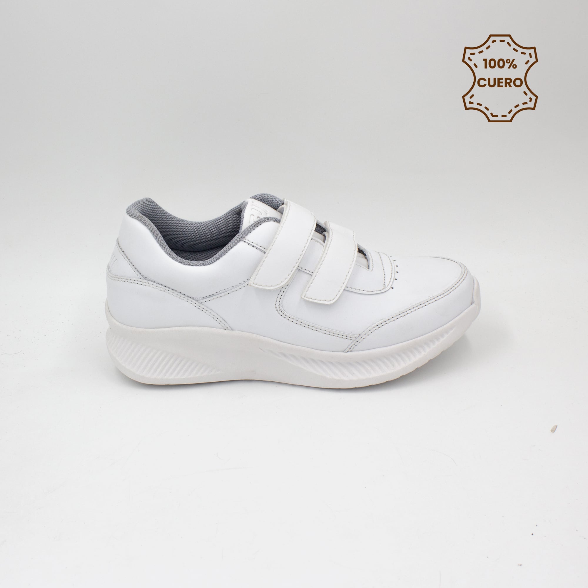 ZAPATILLAS ESCOLARES - COLEGIO PEGA PEGA NIÑO Y NIÑA SPORT CUERO BLANCO - 1