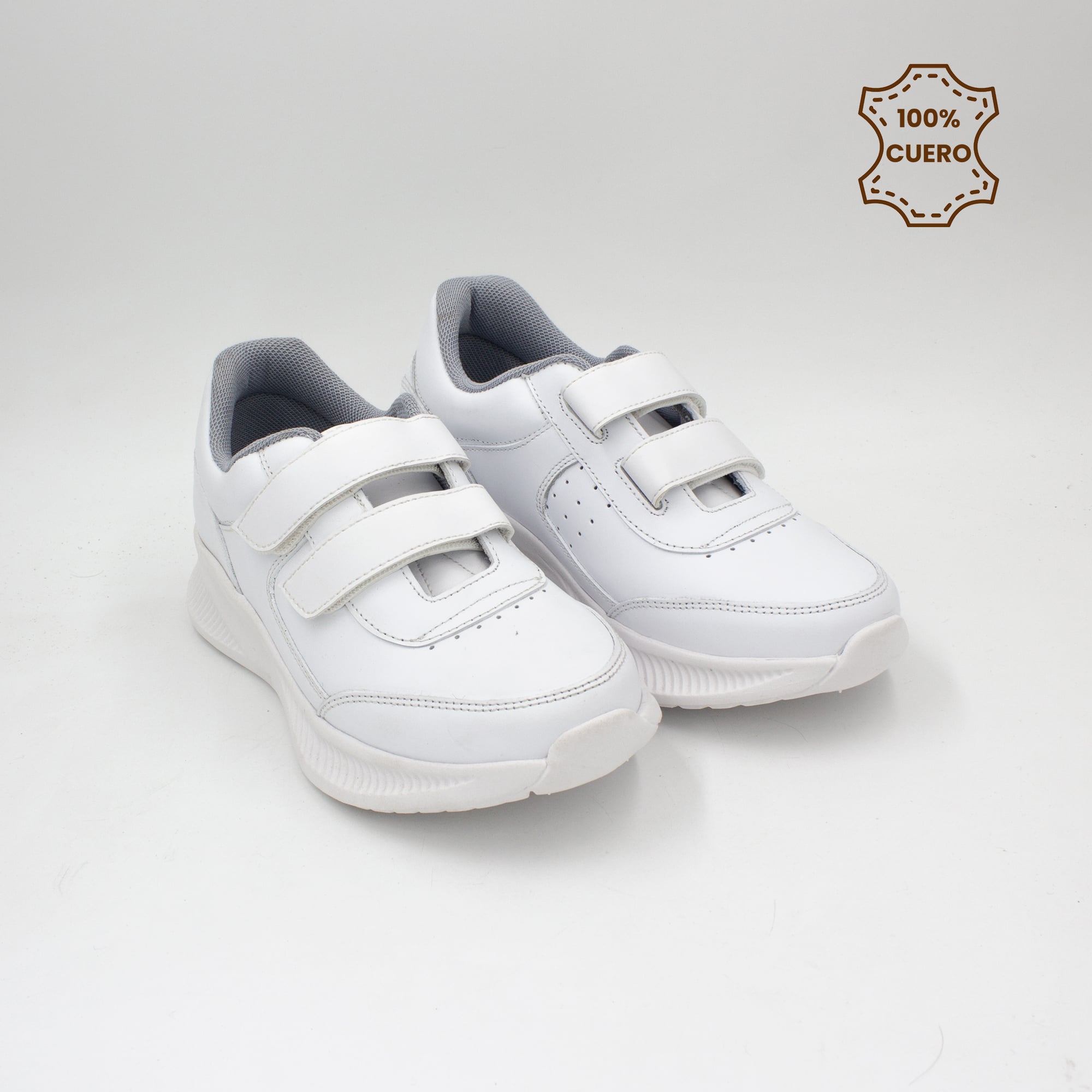 ZAPATILLAS ESCOLARES - COLEGIO PEGA PEGA NIÑO Y NIÑA SPORT CUERO BLANCO - 2
