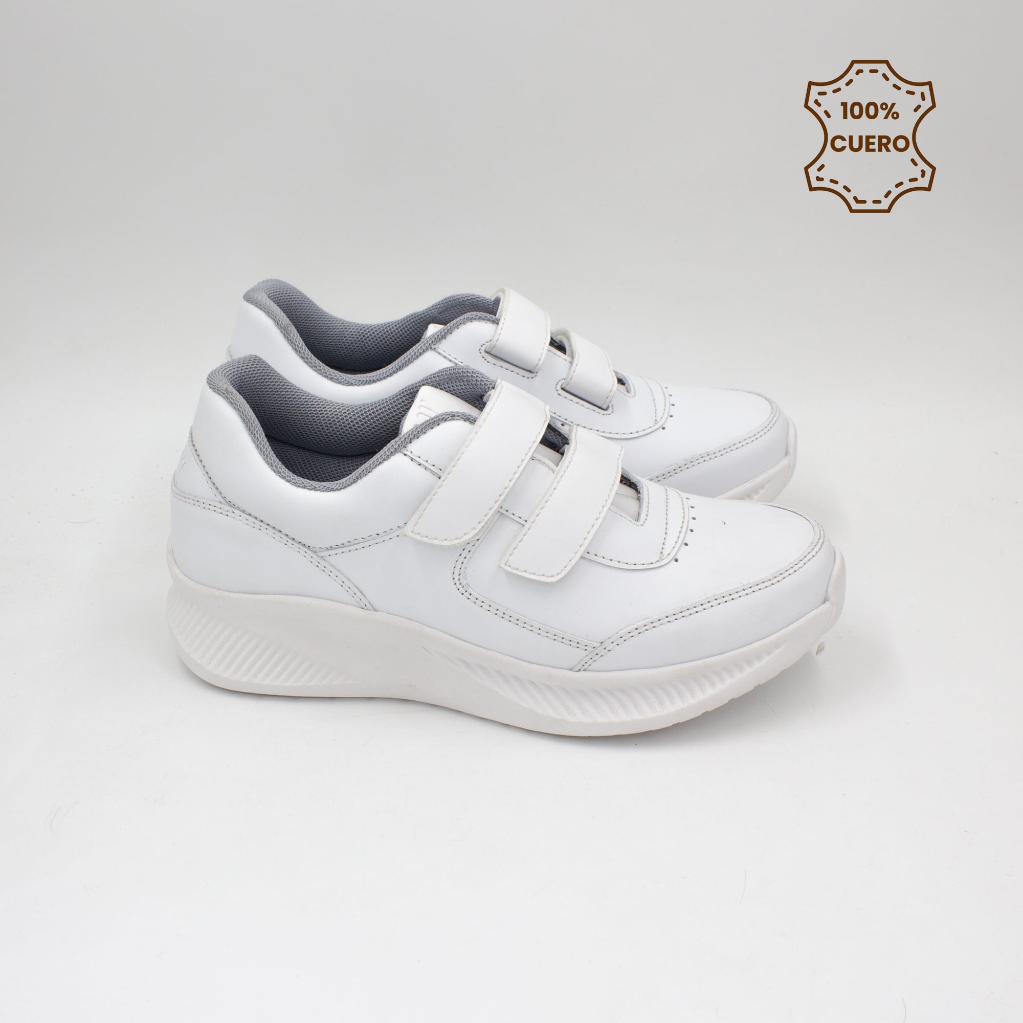 ZAPATILLAS ESCOLARES - COLEGIO PEGA PEGA NIÑO Y NIÑA SPORT CUERO BLANCO - 3