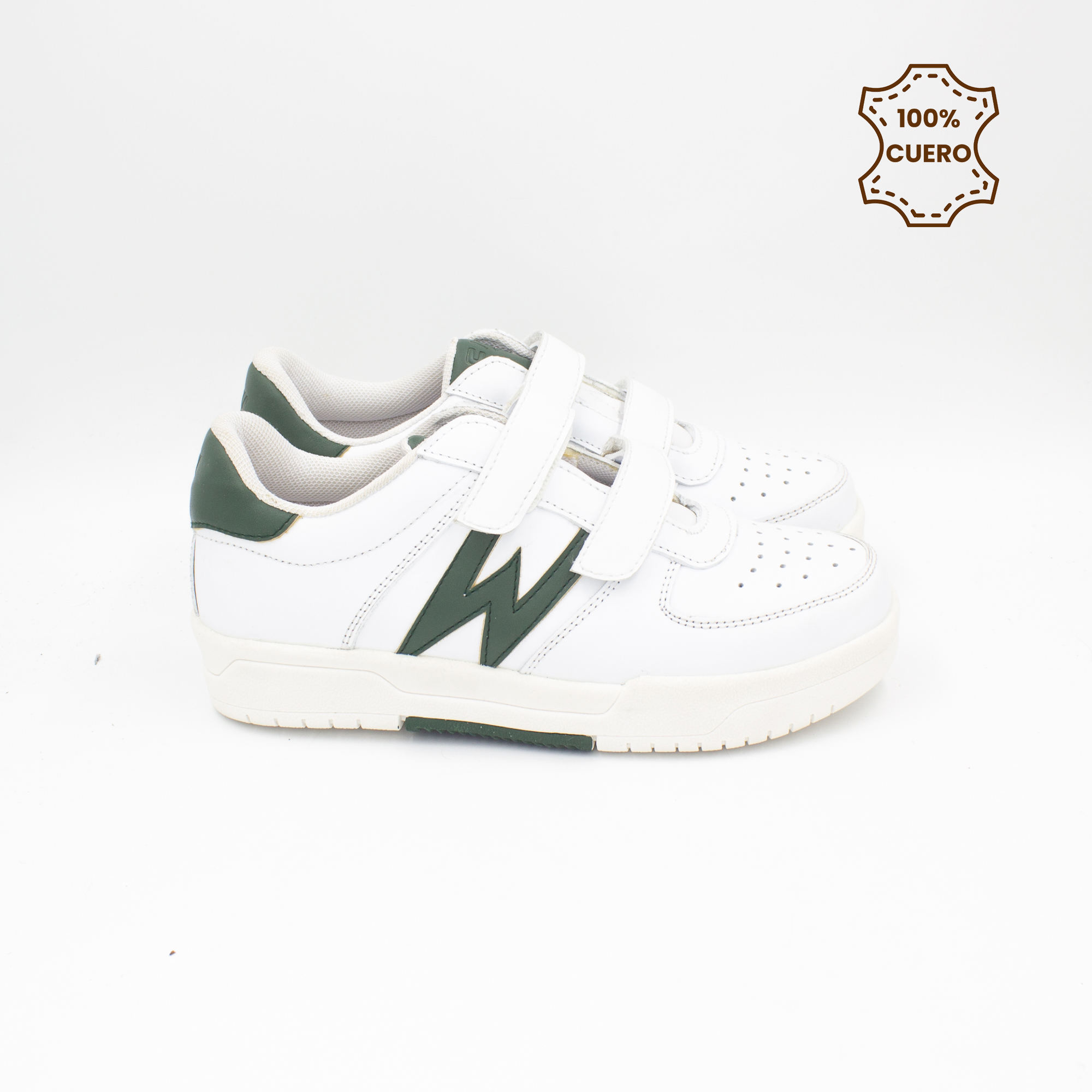 ZAPATILLAS ESCOLARES - COLEGIO PEGA PEGA NIÑO Y NIÑA WILLOW CUERO BLANCO CON VERDE - 3